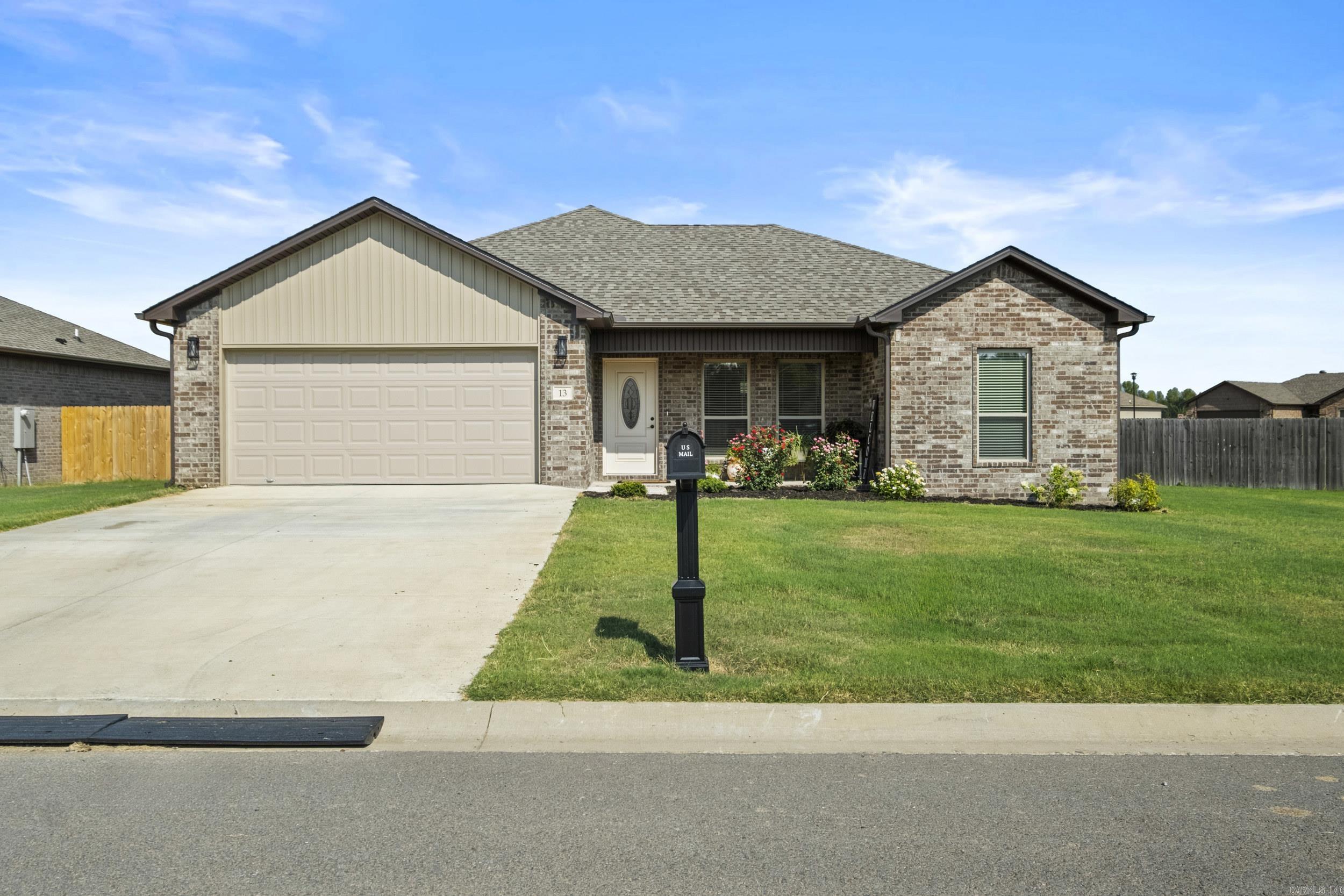 Practically new construction in the fast growing Deerfield Estates subdivision. Cabot School District and Rural Development $0 down approved. Spacious 3bed 2bath split floor plan. Vaulted ceiling living room. Raised tray ceiling in master. Open concept kitchen with custom island. Fantasy Brown Quartz countertops throughout. All site built custom cabinets. LVP throughout. NO CARPET. Stainless steel appliances. Added can lights throughout. Custom tile shower in the primary suite. Crown molding and trim throughout. Covered back patio. All brick exterior for easy maintenance.