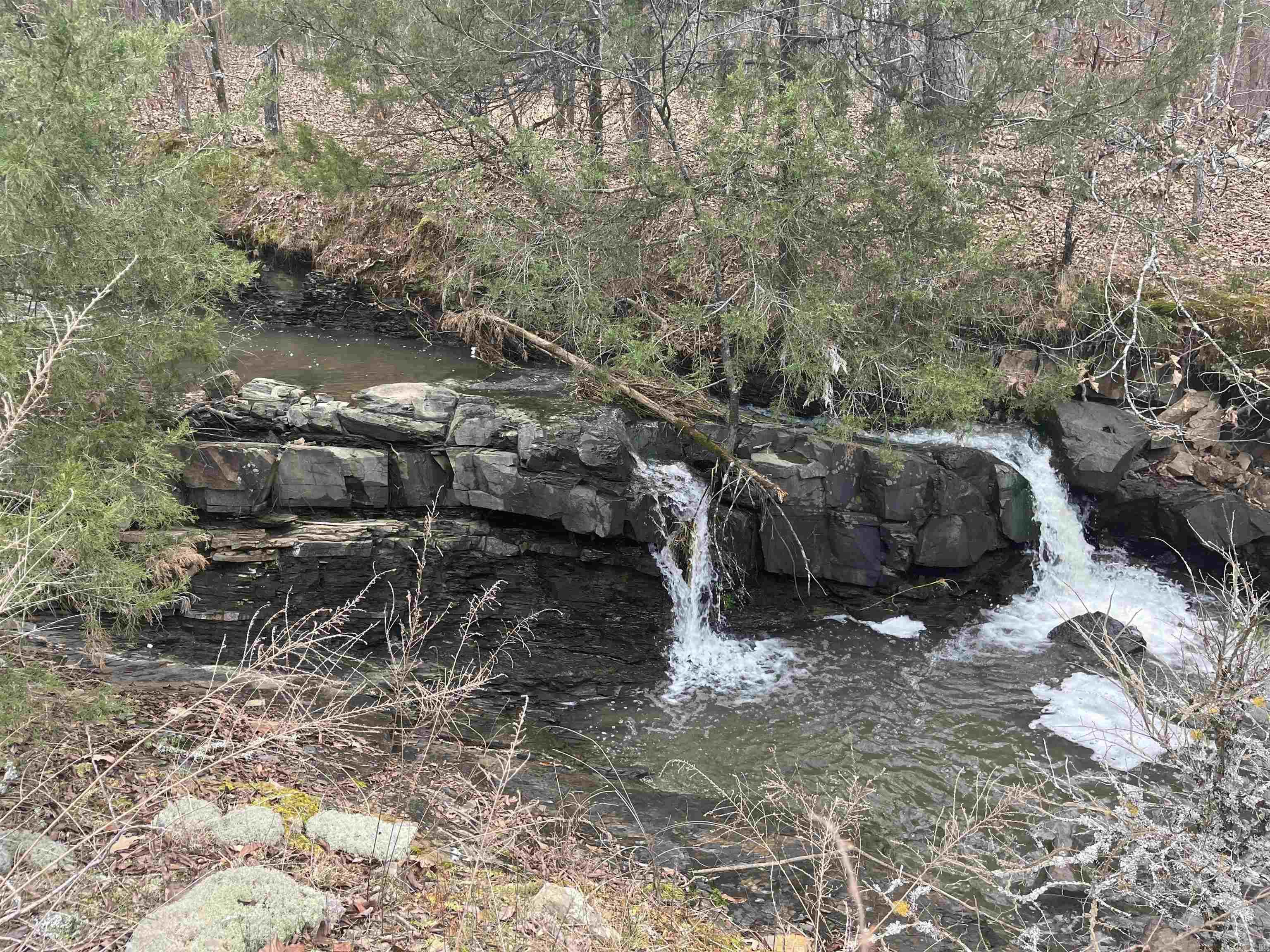 4.18 acres - Nice, wooded, corner lot in Lake Mena Subdivision that would make a great building site.  View of Mena Lake from the spill way which makes a nice seasonal creek on property. Briar Creek also cuts through property. Highway 88 frontage as well. Survey on file.