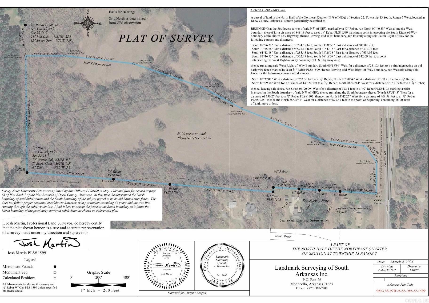 38 acres that could be divided.  Would make a beautiful homeplace.  Approximately 2 miles from city limits. Also, great place for a business.