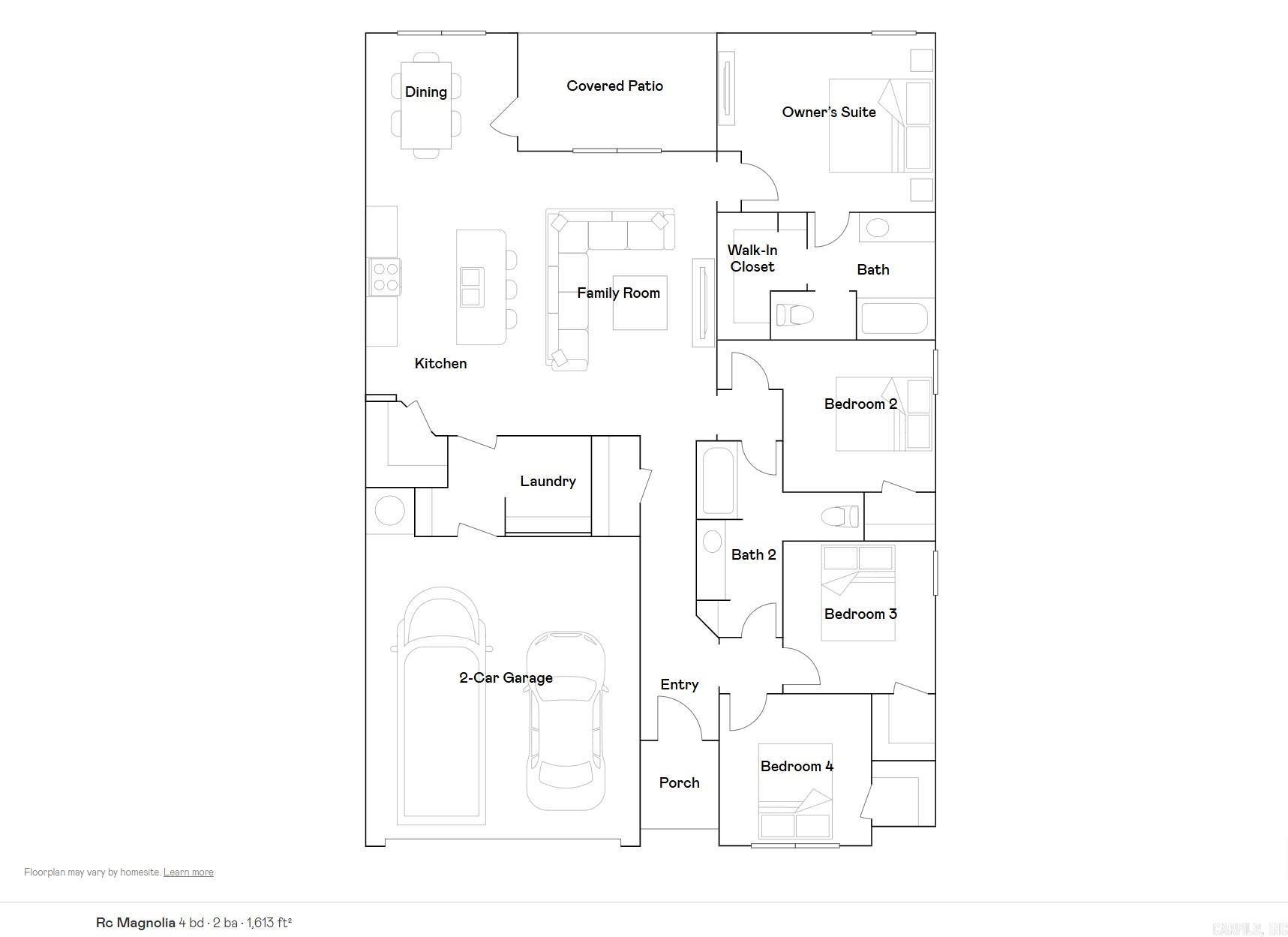 The charming  Magnolia plan is full of curb appeal with its welcoming front porch and front yard landscaping. This home features an open floor plan with 4 bedrooms, 2 bathrooms, and a large family room. Also enjoy a cozy breakfast/dining area, and a lovely kitchen fully equipped with energy-efficient appliances, ample counter space, and a roomy pantry for snacking and delicious family meals. Plus, a covered entryway. Learn more about this home today!  **SEE SHOWING REMARKS & AGENT REMARKS FOR IMPORTANT INFORMATION**