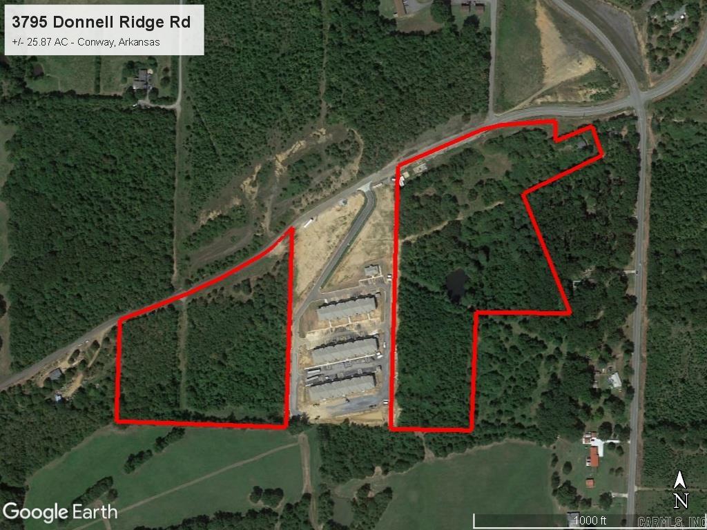 Great property with lots of potential! This +/- 25.87 acre tract is zoned MF-2 and is in a prime location adjacent to the future Conway Western Loop. Property has easy access to Dave Ward Drive, area shopping and up to 1,300 feet of frontage along Donnell Ridge Road. Owner will subdivide. All city utilities available.