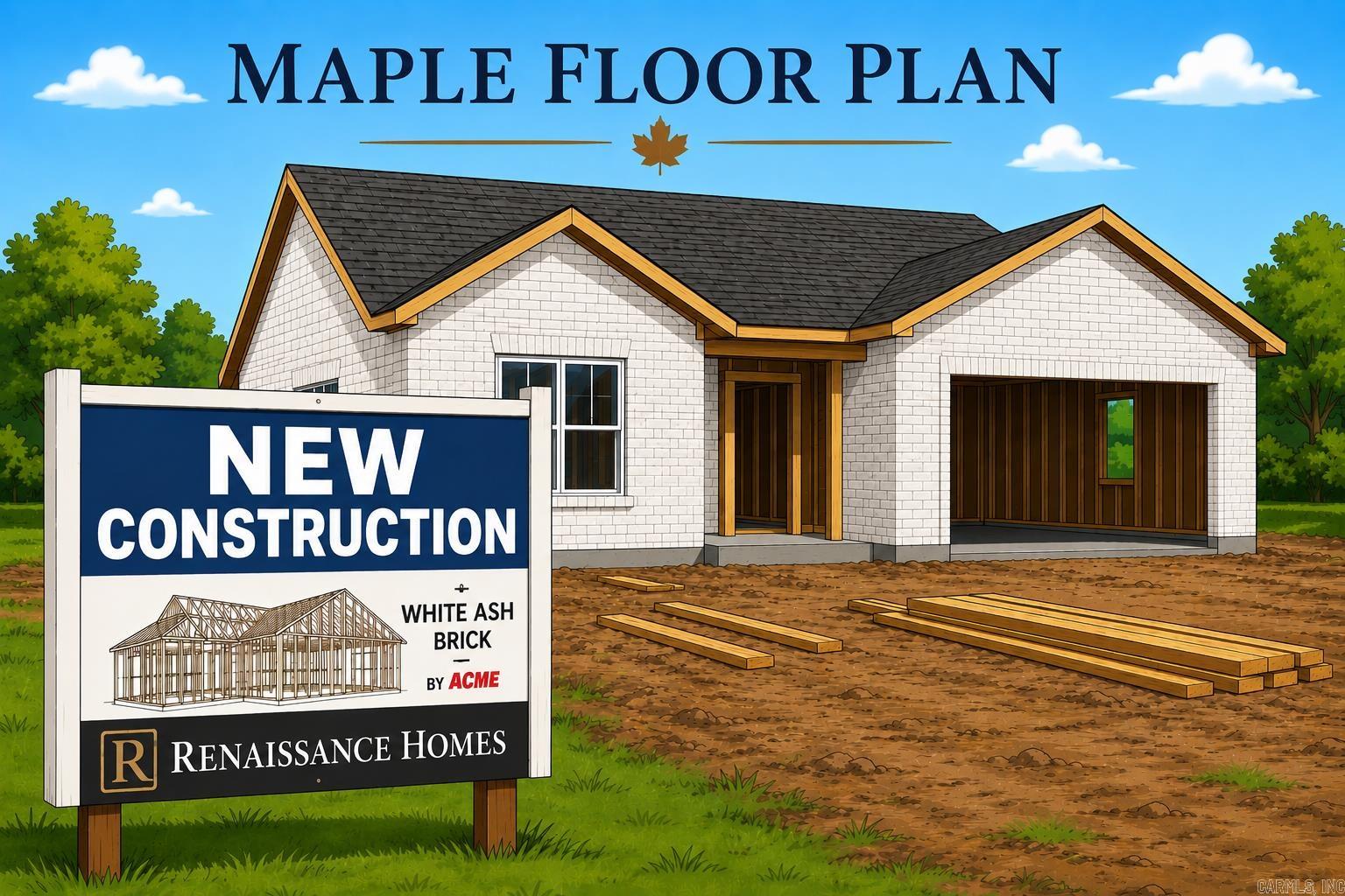NEW Construction by Renaissance Homes.  Quality built, energy efficient all brick home located on East End of the Village.  Maple floor plan features 3 bedrooms; 2 full baths; kitchen with large quartz island; GE stainless appliances; walk-in pantry; separate laundry; LED fireplace; covered patio and 2 car garage.  Recirculating hot water with smart plug for energy efficiency.  Builder's 1 Year Warranty included.  See Associated Documents for finishes and Agent Remarks for more details.  Taxes based on lot only.  Photo one is a rendering only.  Actual photos of the home will be available as construction nears completion.
