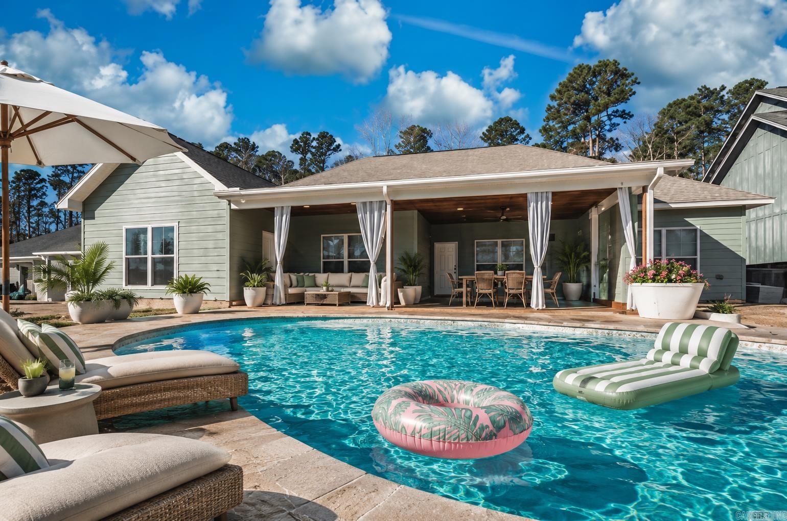 Imagine ending your day with a dip in your custom gunite saltwater pool, surrounded by tranquility. This beautifully crafted 3-bedroom, 2.5-bath home offers the ideal balance of peaceful Bauxite living and upscale modern comfort. The main level is light, airy, and designed for connection. A gourmet kitchen equipped with a sprawling walk-in pantry and breakfast bar opens directly into the inviting living room with a focal fireplace. Main-floor highlights include a secluded home office and a serene primary retreat featuring a spa-inspired bath and huge closet. The flexible upstairs adapts to whatever your lifestyle demands—whether that’s a movie room, fitness studio, or extra guest space. Combined with unbeatable proximity to Bryant and Benton amenities, this is more than a home—it’s your everyday escape.  Some pictures are Virtually Staged.