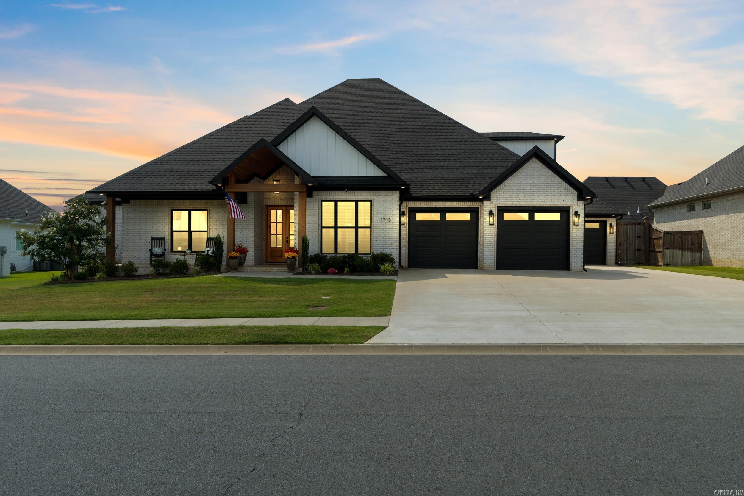 Welcome to this beautifully designed custom home in the desirable Winterbrook Subdivision. Offering a spacious open-concept layout, this home is ideal for both everyday living and entertaining. The thoughtfully designed split floor plan provides added privacy, with the primary suite separated from the secondary bedrooms. As you enter, you'll immediately notice the impressive 12-foot kitchen island featuring quartz countertops, abundant cabinetry, and generous built-in storage. The kitchen opens seamlessly to the living area, where an abundance of natural light create a warm and inviting atmosphere. The flexible floor plan includes a dedicated office or formal dining room, a convenient butler's pantry, spacious walk-in closets, and a large upstairs bonus room complete with a private en suite full bath—perfect for guests, a game room, or additional living space. A tucked-away third-car garage adds both functionality and curb appeal. Step outside to enjoy the covered back porch with a natural wood ceiling overlooking the spacious backyard, providing plenty of room for relaxing, entertaining, or outdoor activities. Don't miss the opportunity!