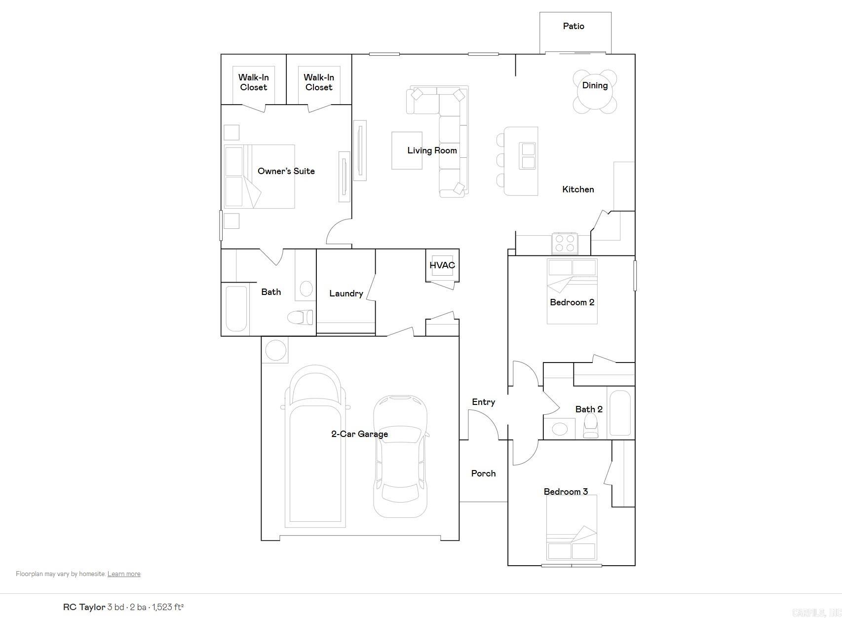 The dreamy Taylor plan! It's all about charm and practicality, from the inviting covered front entry to the well-designed front yard landscaping. The split floor plan with 3 bedrooms and 2 bathrooms offers both privacy and functionality, especially with the spacious master suite featuring his and her closets—perfect for organizing your wardrobe effortlessly. The kitchen is the heart of the home, boasting energy-efficient appliances that not only make cooking a breeze but also contribute to sustainability. The spacious laundry room conveniently located near the garage adds to the practicality of daily chores. The Taylor plan is designed with both aesthetics and everyday living in mind, making it a delightful option for anyone looking for a comfortable and stylish home.   **SEE SHOWING REMARKS & AGENT REMARKS FOR IMPORTANT INFORMATION**