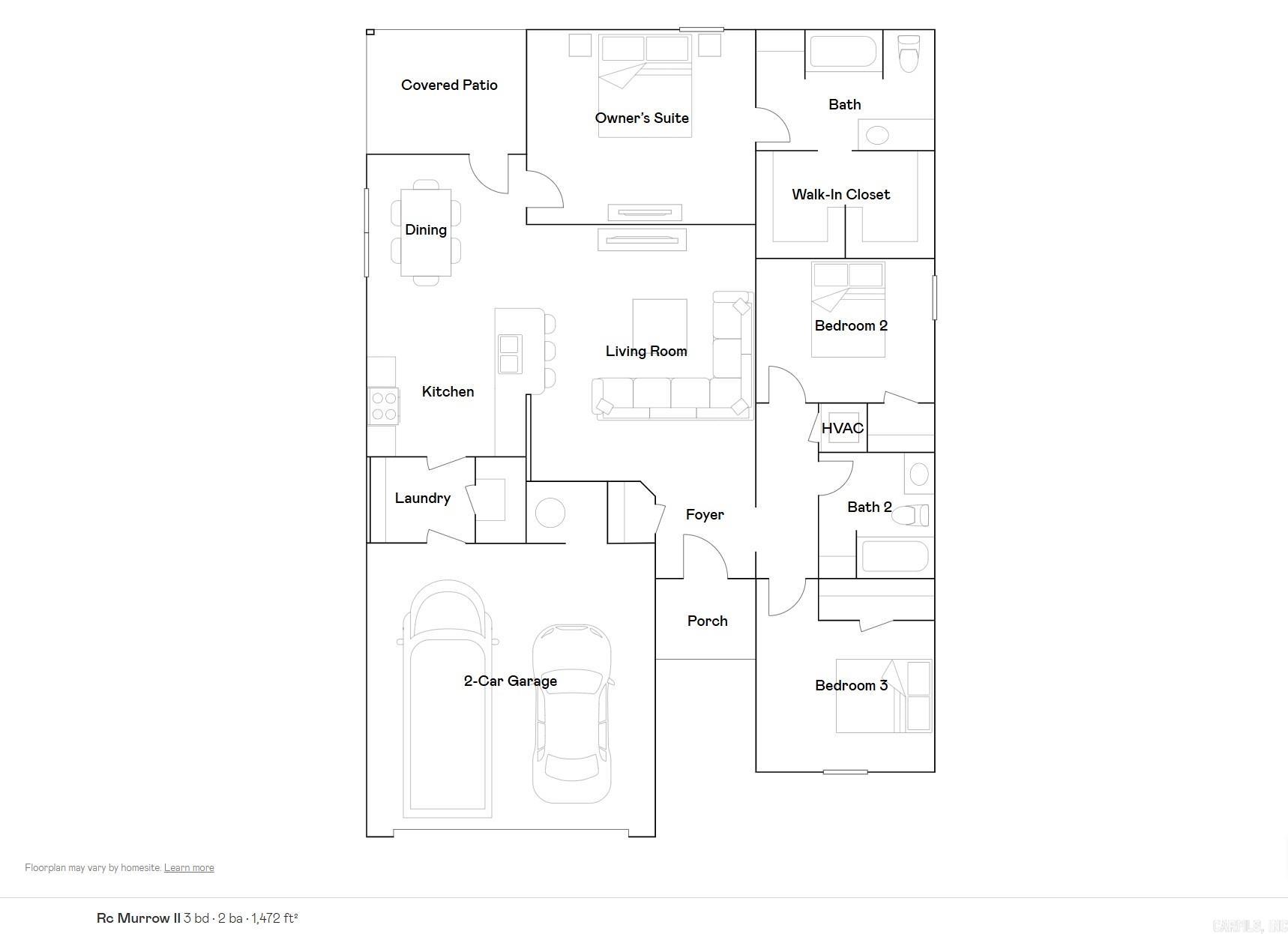 The inviting Murrow II plan! It offers a perfect blend of comfort and functionality. With 3 bedrooms and 2 bathrooms, it's ideal for a family or those who appreciate extra space. The spacious living area flowing into an elegant eat-in kitchen equipped with energy-efficient appliances suggests a modern touch. The large pantry is definitely a bonus for anyone who loves cooking or baking. Let's not forget the covered back porch—what a great feature for entertaining guests or just enjoying some outdoor relaxation. Overall, this home is a cozy retreat with lots of curb appeal. Learn more about this home today!  **SEE SHOWING REMARKS & AGENT REMARKS FOR IMPORTANT INFORMATION**