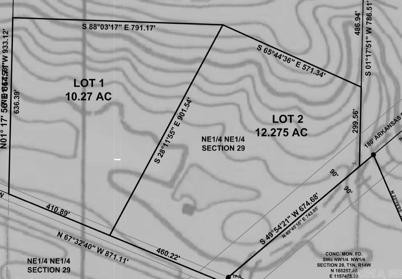 Stunning acreage with multiple beautiful home sites.  Front part of property is rolling, back part of land is rolling up the ridge.  There is a creek bed that runs through the property with mature trees.  Just minutes from Chenal Promenade, Kroger, and Costco. Parcel 2 has 12.27 Parcel 1 has 10.27  Can be purchased together as well.