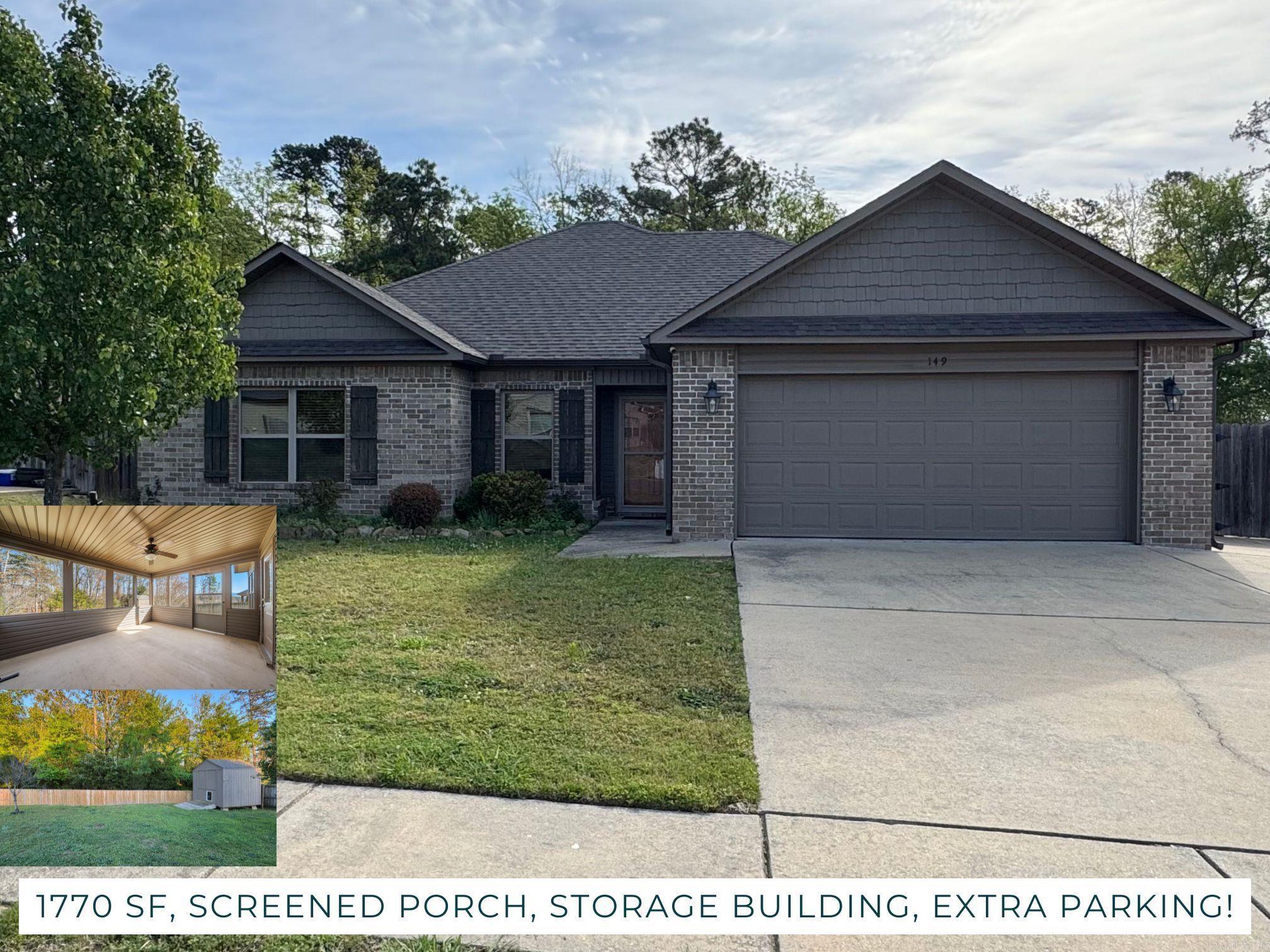 Your Family will Love calling 149 Cambridge Drive "Home"... featuring 11' Ceilings and Beautiful LVP Flooring in the Living Room, a Spacious Dining Area with Extra Room for a 2nd Sitting Area or Book Nook! The Kitchen is equipped with Natural Wood Cabinetry, Granite Counters, a Double Oven and Walk-in Pantry! Enjoy a Split Floor Plan and Great Storage! This Home Lives Well and the Screened in Porch overlooking the Fenced Back Yard and Woods Beyond is Everyone's Favorite! In Addition to the 2 Car Garage, the Driveway is Oversized with additional Parking! Storage Building Coveys. New HVAC. The Roof and Siding is 2 years old. Call your Favorite Realtor for a Tour!