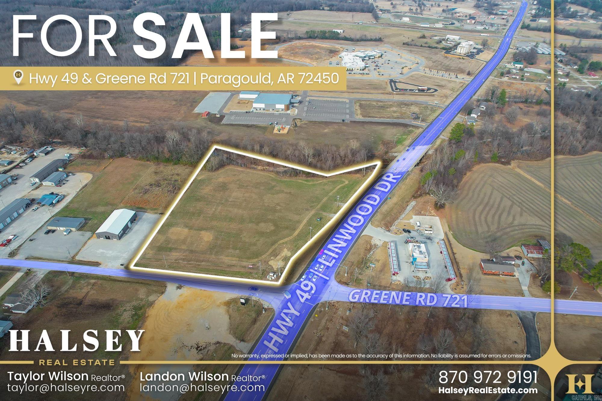 This property, located at the corner of Greene Rd 721 and    Hwy 49N, offers a prime location for commercial development with opportunities to subdivide. Situated across the intersection from Greene County Tech High School and directly connected to Hwy 49N, it boasts excellent accessibility and visibility. Its strategic positioning, visible from the neighboring US 412 By-Pass, enhances its commercial viability. Furthermore, this property is located at the south entrance of a thriving thoroughfare featuring a diverse array of amenities, including retail outlets, medical facilities, hospitality establishments, and restaurants. This bustling environment promises an ideal, steady flow of traffic. This property presents a compelling opportunity for investors and developers looking to capitalize on a strategic position within a flourishing commercial hub.