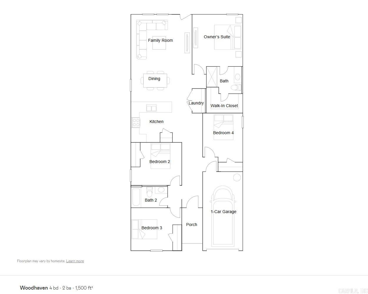 This new single-level Woodhaven plan showcases a spacious open floorplan shared between the kitchen, dining area and family room for easy entertaining. An owner’s suite enjoys a private location in a rear corner of the home, complemented by an en-suite bathroom and walk-in closet. There are three secondary bedrooms at the front of the home, which are comfortable spaces for household members and overnight guests.  **SEE SHOWING REMARKS & AGENT REMARKS FOR IMPORTANT INFORMATION**