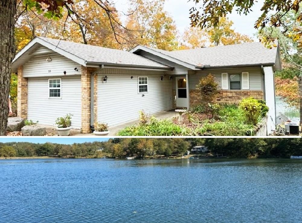 2 LAKE LOTS!!! Approx 150 ft. lake frontage-per AR-Data.  Approx 2016 sq. ft. on Lake Cherokee. Huge updated eat-in kitchen-a cooks delight! Refrigerator, range, dishwasher & built-in microwave all included.  Laundry upstairs...Open floor plan…Lake views from nearly every room! 2 large bedrooms upstairs (master has walk-in closet), 2 full baths up, 3rd bedroom (has walk-out slider to lake) and bath downstairs (walk-in shower). Loads of storage downstairs with numerous extra closets plus room for small office, gym area, small family room etc.  Multi-level deck overlooks lake & features awning for shade when you need it.  Private boat dock in good water, near dam, with charming storage building-perfect for lake and fishing supplies.  2nd LAKE lot offers possibility to build garage-workshop, etc... or just enjoy the privacy! Low maintenance vinyl siding with brick trim, new 30-yr arch shingles in 2022. Electric water heater approx 5 yrs old. High speed Internet up to 1G.  RV parking pad-gravel. Walk to Town Center! Perfect for full time home or vrbo!  All this for $269,500. Listing #2369