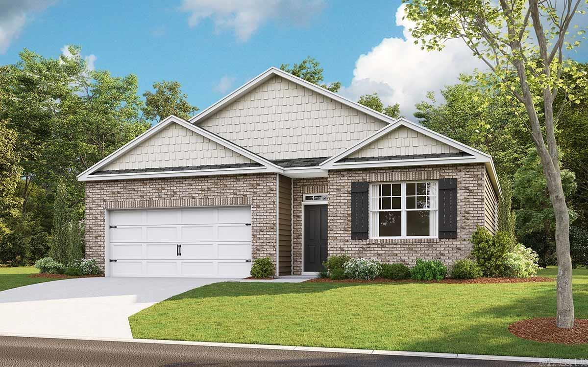 Estimated completion: August 2026. The appealing one-story home includes many contemporary features, and an open-concept design, enhancing the wonderful feel of this home. The kitchen includes a large island perfect for bar-style eating or entertaining, a walk-in pantry, and plenty of cabinets and counter space. The dining room and living room both overlook the covered porch, which is a great area for relaxing and dining al fresco. The large primary bedroom, located at the back of the home for privacy, can comfortably fit a king size bed, and includes an en suite bathroom with double vanity, big walk-in closet, and separate linen closet. Two other bedrooms share a second bathroom. Pictures are for illustration purposes only.