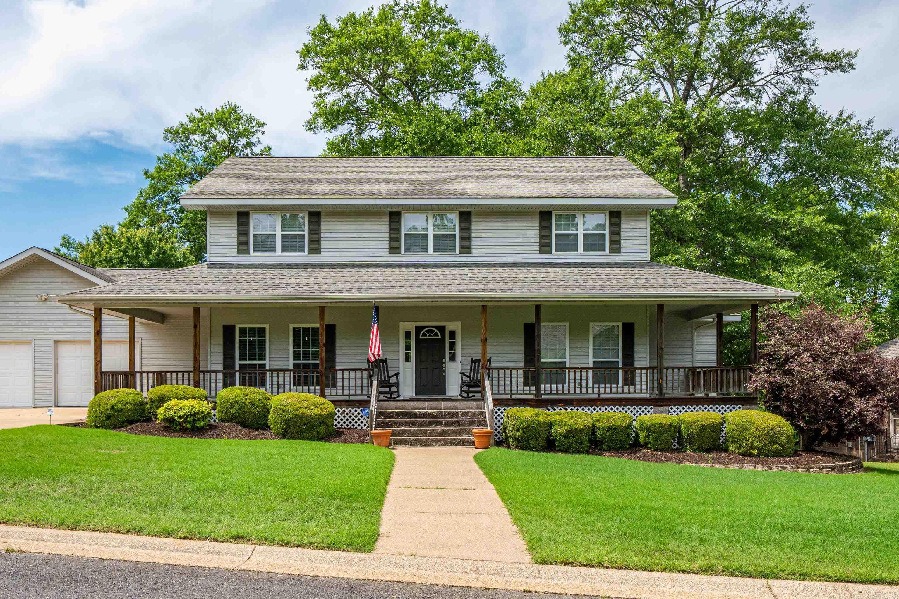 Custom built with only two owners. Beautiful 4 bedroom, 3 bath home with open floorplan.  The kitchen has hardwood floors, oak cabinets, utility island, breakfast area and  nice laundry room nearby.  Center of the home hosts a den with fireplace adjacent to kitchen, and downstairs has 9' ceilings. Formal dining, full hall bath, primary suite with a jetted tub, stall shower, double vanity, huge walk-in closets. Primary suite is adjacent to bedroom that could be an office or nursery.  Upstairs has a huge 20x24 open game/TV room, 2 Bedrooms, and a large "Jack and Jill" bathroom between, plus 2 large storage rooms.  A beautiful in-ground swimming pool with a large wooden deck overlooking the pool from outside the back door.  The double garage provides access via back entrance to swimming pool area. Storage under the house with slab flooring.