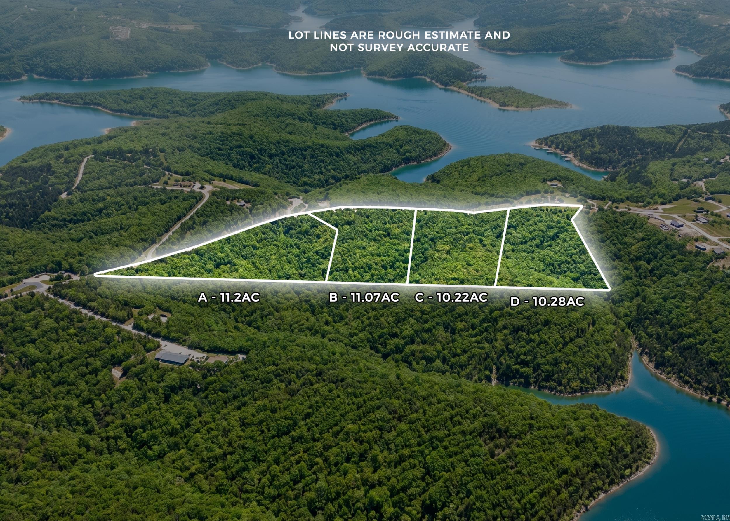 An opportunity like this is incredibly rare near Norfork Lake. Consisting of Lots A, B, C, and D for a combined 42.77 acres, this stunning lake area property offers the perfect blend of privacy, natural beauty, and endless potential. Bordering U.S. Corps of Engineers land and surrounded by the peaceful Ozarks landscape, this property is ideal for a private estate, family compound, future development, or the ultimate lake retreat. The acreage features rolling terrain, mature timber, abundant wildlife, and multiple potential building sites with seasonal lake view opportunities through selective clearing. Deer, turkey, and eagles are frequent visitors, creating the kind of setting buyers dream about when searching for property near the lake. Water is already available, high-speed internet is accessible, and preliminary soil testing has been completed for septic, giving buyers a strong head start toward building and development. Conveniently located just minutes from Tracy Ferry Marina and a short drive to Mountain Home for shopping, dining, and healthcare, this is a rare chance to own nearly 43 acres in one of North Central Arkansas’ most sought-after lake areas.
