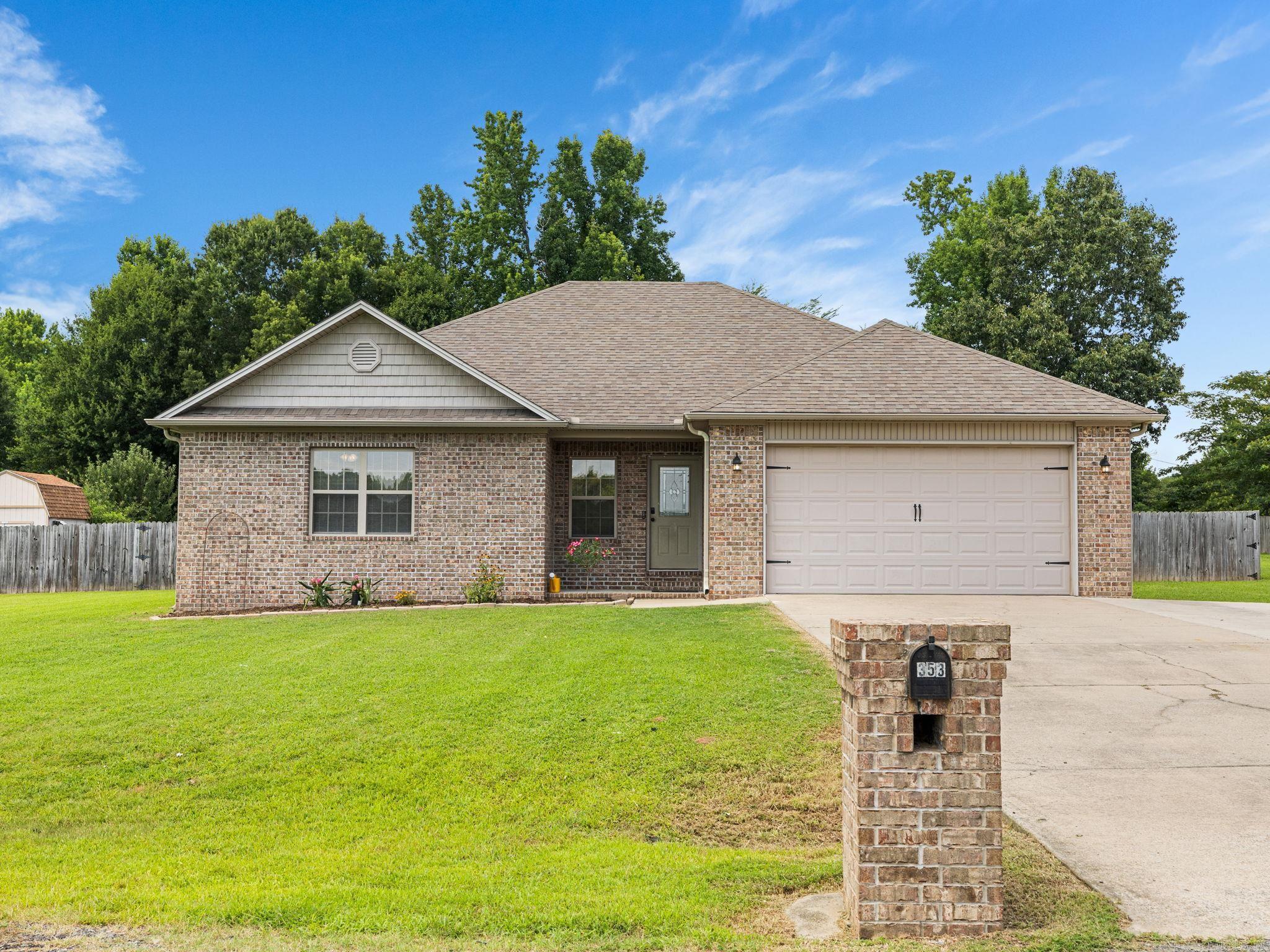 Welcome to 353 Cinel Loop in Austin! If you've been looking for a little more space without giving up convenience, this all-brick home is one you'll want to see. Offering 3 bedrooms, 2 bathrooms, and an open floor plan, there's plenty of room to gather while still feeling right at home. The kitchen features granite countertops, stainless steel appliances, abundant cabinet and counter space, and opens to the living area, making it perfect for everyday life or entertaining. Beautiful hardwood floors add warmth and character throughout the home. Sitting on over three-quarters of an acre, you'll enjoy a large fenced backyard with even more yard beyond the fence, giving you plenty of room to spread out. Located outside the city limits with a septic system and in the Cabot School District, this home offers the best of both worlds—peaceful living with an easy commute. Whether you're joining the ranks of Herk Nation or simply looking for your next place to call home, schedule your private tour today!