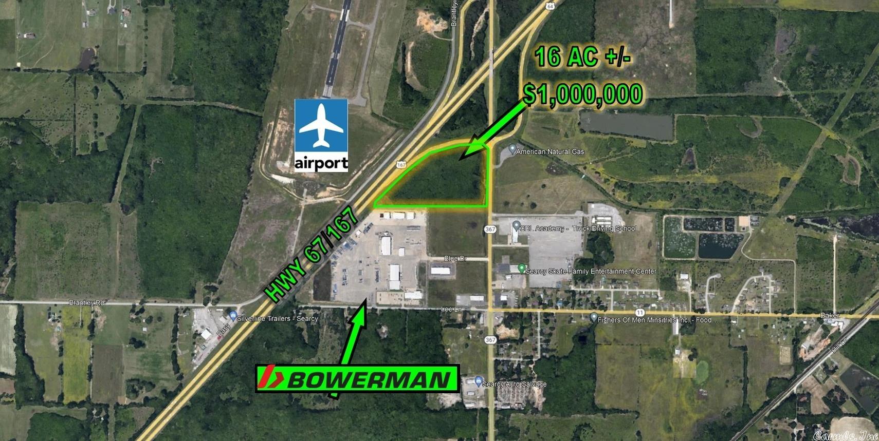 High traffic and High Visibility with this 16 +/- Acres.  Commercial development, Exit 42, all utilities available except sewer. Located next to Bowerman trucking.