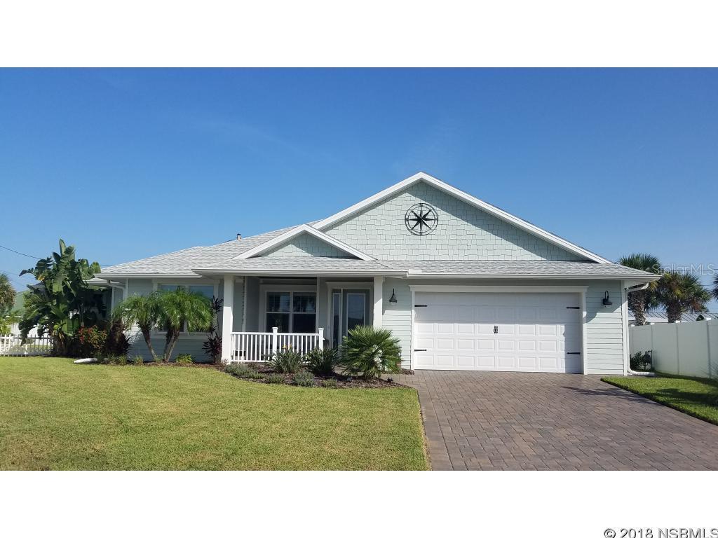 Island living at its finest!! Enjoy the sounds of the waves from this immaculate Walters Construction custom home on a quiet cul-de-sac just across from the no drive beach. You will have absolutely no vehicle or foot traffic around your home, but yet, you are just steps from the beach. Upgraded kitchen cabinets and appliances with granite counters and amazing, beachy travertine flooring. 10 foot ceilings with tray ceilings in master and living areas with crown molding along with decorative casings surrounding all door and windows. Living and dining areas have beautiful plantation shutters. Paver outdoor areas: driveway, walkways, front porch, outdoor shower, and rear patio - equipped with natural gas fire pit and seating wall. All pavers just sealed 2 months ago. Home is completely equipped for natural gas along with outdoor quick connect for your gas grill. Large stand up attic storage, generator hook up and a very large (triangular) back yard...large enough to add your own pool. Walking distance to fine dining, pubs, groceries and church. Enjoy the benefits of Flagler Ave on your terms....no traffic jams, no noise, no pedestrians in your yard - just hop on your bicycle or jump in your golf cart to enjoy all NSB has to offer. Buyers Agent friendly and furnished is an option. ;Water: City