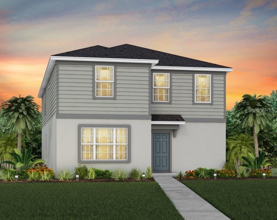 Welcome to Parkside Trails! Explore the charm of this premier Clermont location, offering exclusive amenities and quick access to shopping, dining, and entertainment. With a mix of new construction, single-family and townhomes, plus a variety of exclusive amenities, families will love coming home.
Introducing the Talbot bungalow, a luxurious new construction home that masterfully blends modern design with everyday convenience. This Farmhouse-inspired home offers 5 bedrooms, 3 bathrooms, a loft, a covered lanai, and a 2-car rear-load garage—creating a space that is both stylish and functional. As you enter, a stunning wrap-around staircase sets the tone, leading into an open-concept living area designed for effortless flow. A private hallway off the foyer features a guest bedroom and full bath, providing a perfect space for visitors. The heart of the home is an expansive kitchen, café, and gathering room, all with seamless access to the covered lanai, ideal for indoor-outdoor living. The chef’s kitchen is a standout with its large center island, corner walk-in pantry, and stainless steel appliances. Sarsaparilla Woodgrain cabinetry and quartz countertops add sophistication and practicality to the space. Upstairs, the luxurious owner’s suite is tucked away at the front of the home for ultimate privacy. The spa-inspired en suite bathroom features a glass-enclosed shower, a quartz-topped dual vanity, and a spacious walk-in closet, offering a true sanctuary. Three additional bedrooms, located down their own private hallway, share a full bathroom, ensuring comfort and privacy. The second floor also boasts two linen closets, a laundry room, and a large loft area, perfect for flexible living. Thoughtful luxury touches throughout the home include tile flooring throughout the first floor and carpet flooring on the staircase and second-floor bedrooms.  With its combination of luxury, convenience, and modern design, the Talbot bungalow is the perfect place to live and unwind in style.