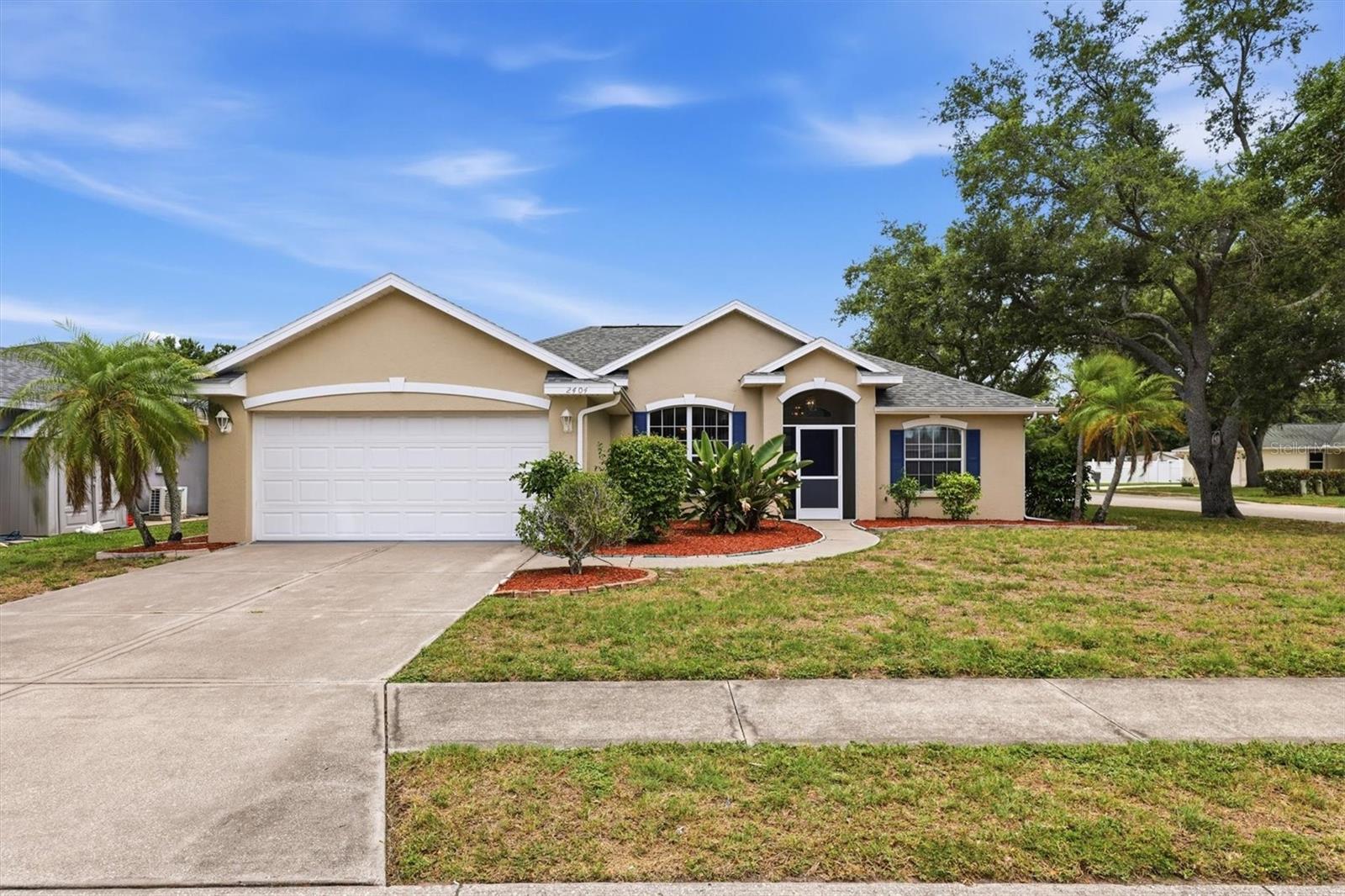Great curb appeal! Move-in ready 3-bedroom, 2-bath home situated on a corner lot overlooking a peaceful pond. The interior welcomes you with high ceilings, split floor plan, and easy-care wood-look laminate flooring. Sliding glass doors in the living room lead to the spacious screened lanai, offering relaxing views of the pond and local wildlife. Enjoy added privacy with no rear neighbors. The kitchen features granite countertops, stainless steel appliances, and a closet pantry. The sunny breakfast nook includes a dinette with granite matching the kitchen and a French door leading to the lanai. The primary bedroom offers a spacious walk-in closet and en-suite bath with dual sinks, garden tub and separate shower. Two additional bedrooms and a second full bath provide comfortable accommodations for family or guests. A newer roof (2023) provides peace of mind for years to come. Community amenities include an HOA fee of just $425 annually and no CDD fee. Conveniently located with easy access to downtown Bradenton, Sarasota, and Gulf beaches, plus shopping, dining, and entertainment nearby, including Walmart, Sam's Club, and AMC Theatres. Don't miss the opportunity to make this charming home your own!