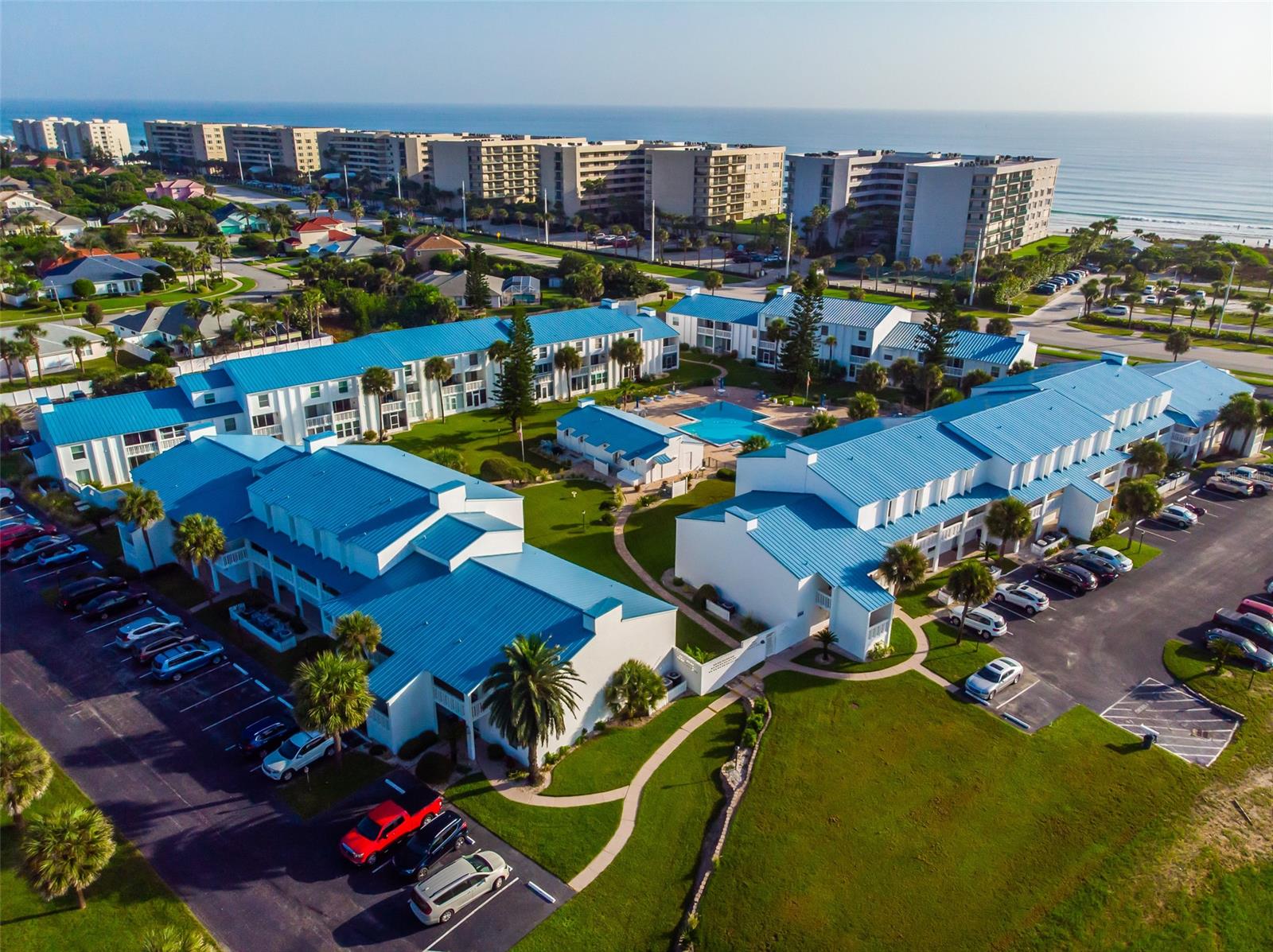 This a RARE OPPORTUNITY to own a Beacon Point condo in desirable Ponce Inlet Florida.  This furnished condo offers a full kitchen, living room, porch, laundry, and half bath downstairs along with 2 ensuite bedrooms upstairs with their own bathrooms.  This unit has had lots up updates including a New A/C unit in 2018, New vinyl plank flooring in 2018, New toilets 2018, New refrigerator 2019, New kitchen backsplash, and the complex overall had a new metal roof installed 2 years ago.  This unit is ideally located, offering relaxing views of the pool with the ocean only steps away.  Beacon Point offers the largest community pool in Ponce Inlet, deeded beach walkover, low HOA fees of only $380/month, community bike rack, and allows for 2 pets per unit.  Walking distance to the North Turn restaurant, ice cream parlor, and 7 Eleven.  Life is simple here!  Relax or play...you decide.  Come live the Florida Life! ;LocationDescription: Condo ;Water: City