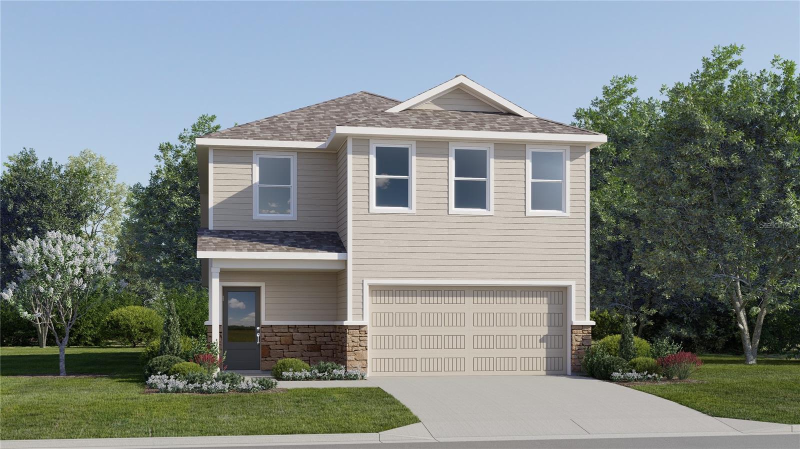 Under Construction. The Santo is designed for gracious living. This new two-story home features plenty of entertainment and relaxing spaces. On the first floor is an open-concept kitchen that merges seamlessly with the dining room, family room and covered patio. In a private corner is the owner’s suite with an attached bathroom and walk-in closet. There are four additional bedrooms and a spacious upstairs game room. Each home comes with Lennar’s Everything’s Included® promise, which includes new appliances as well as quartz countertops, blinds, and more in the price of your home. Sugarloaf Ridge is one of the most modern and anticipated new communities. At Sugarloaf Ridge, EV Charging is in your garage. New R19 insulation provides for a quiet, comfortable and highly energy efficient home. LP Siding gives durability and impact resistance to your beautiful Florida home. Families can take advantage of the glorious resort-style swimming pool with restroom cabana, sports fields along with a playground and dog park! This community offers a prime location just a short drive from local entertainment, parks and recreation destinations. Close to major roadways and theme parks. What are you waiting for? Call and make an appt today.