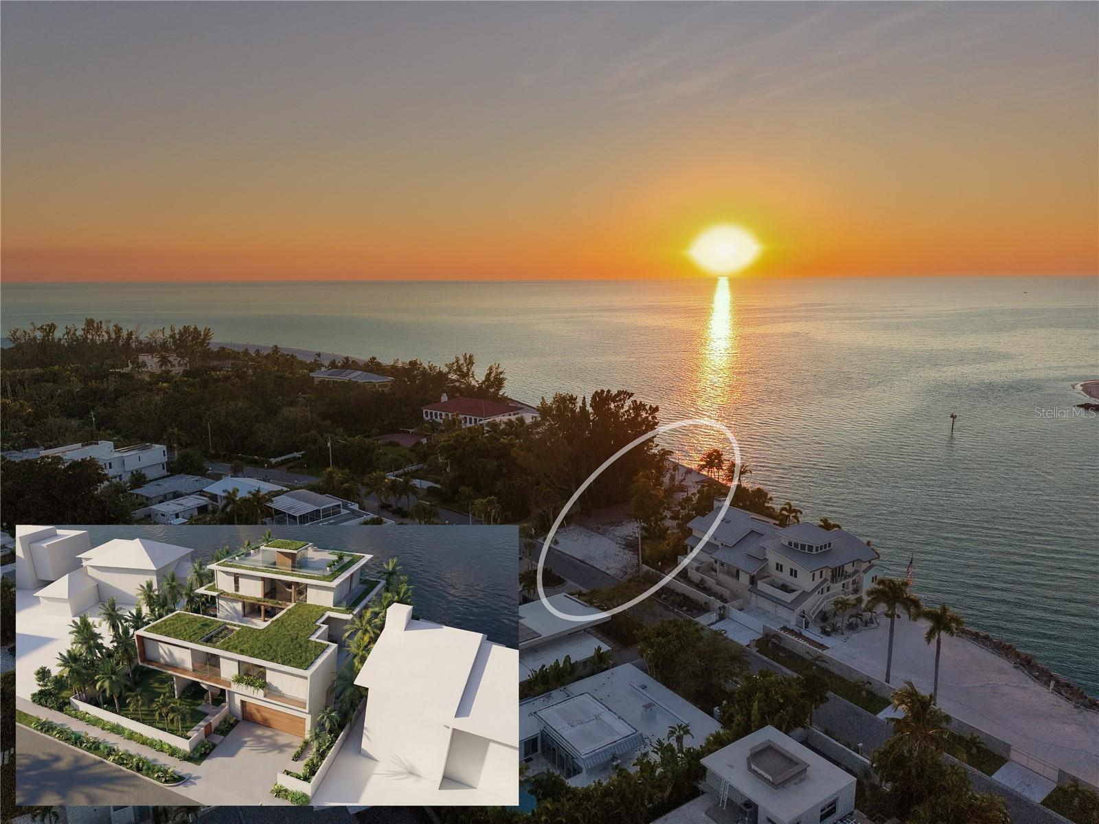 Gulf-Front Opportunity in Lido Shores — 127 Feet on the Open Water!
A rare offering in Sarasota’s coveted Lido Shores, this Gulf-front property presents an exceptional opportunity to build a signature coastal estate on one of the region’s most desirable stretches of shoreline. Positioned on nearly half an acre (0.41 acres) with 127 feet of direct frontage on the Gulf of Mexico, this homesite is perfectly placed at the dynamic junction of New Pass, where turquoise waters meet the open Gulf—an unmatched setting for boating enthusiasts, beach lovers, and architectural visionaries.
With sweeping full Gulf-to-bay views, the property’s orientation captures dramatic sunsets and ever-changing waterfront scenery. Deep-water access and immediate proximity to the channel create effortless passage for boating, sailing, kayaking, or fishing. A concrete seawall is already in place, providing a strong foundation for future waterfront design and dock possibilities.
Set among some of Sarasota’s most notable modern and luxury residences, this lot sits within the prestigious Lido Shores—an enclave known for its privacy, walkability, and architectural pedigree. Owners have the option to join the Lido Shores Association, which offers access to a private, gated beach park just moments from the property, complete with Gulf access, picnic zones, and a secluded stretch of sand exclusive to community members.
With 97 feet of frontage on Westway Drive, a generous building envelope, and its privileged water position, the site allows for a substantial custom residence, pool, outdoor living areas, and multi-car garage. Whether envisioned as a modernist showpiece or timeless coastal retreat, the location elevates every possibility.
Lido Shores offers the ideal blend of tranquility and access. A short stroll brings you to North Lido Beach—one of Sarasota’s most natural and peaceful shorelines. Just over the bridge is St. Armands Circle, home to luxury boutiques, fine dining, and year-round entertainment. Nearby New Pass Grill & Bait Shop, Mote Marine Laboratory & Aquarium, Sarasota Sailing Squadron, and Ken Thompson Park highlight the area’s coastal charm and outdoor experiences.
A quick drive connects you to the cultural heartbeat of downtown Sarasota, including the Van Wezel Performing Arts Hall, Marie Selby Botanical Gardens, the Ringling Museum, theaters, galleries, and the city’s bayfront promenade. Marinas, world-class golf and tennis clubs, and resort amenities further enhance the unparalleled lifestyle available at this address.
With its magnitude, water frontage, and premier location, 1199 Westway Drive stands as one of the most compelling Gulf-front building opportunities in Southwest Florida—a place where your future dream home can rise above the waves and capture Sarasota’s most extraordinary vistas.
