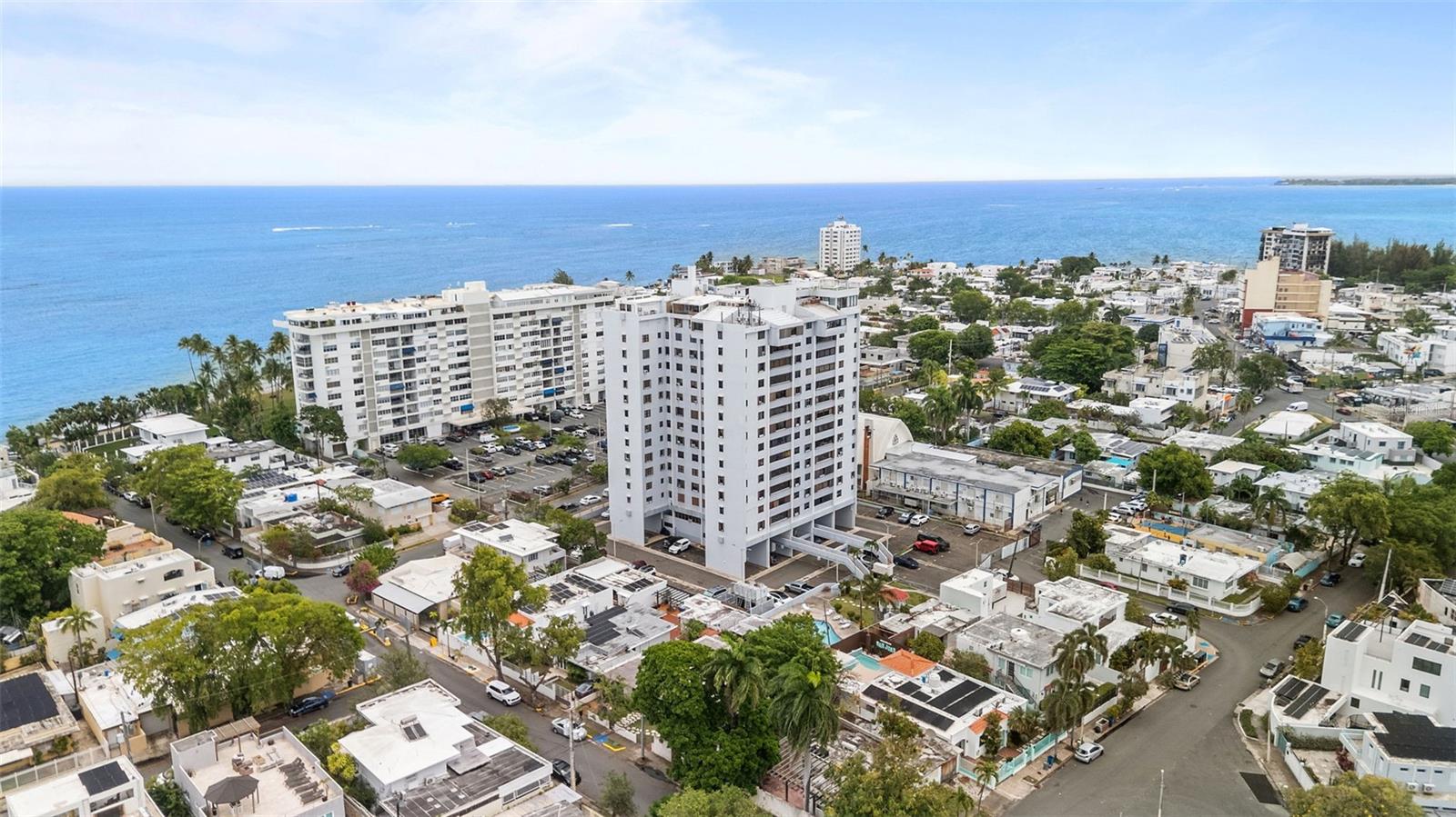 Experience coastal living at its finest in The Terrace Condominium, ideally located in the sought-after Punta Las Marías neighborhood of San Juan, perfectly positioned between Condado and Isla Verde. This prime location offers convenient access to beaches, restaurants, entertainment, shopping, schools, and major roadways.

This tastefully remodeled apartment features 1,163.11 square feet of living space, offering 2 bedrooms, 2 full bathrooms, and is being sold semi-furnished. Enjoy beautiful ocean and city views from the comfort of your home, along with the convenience of one deeded parking space. Just steps from the beach, this residence provides the perfect balance of comfort, location, and lifestyle.

The condominium has undergone several recent improvements, including the installation of a new refrigeration tower and the complete reconstruction of the gazebo and BBQ area. A lobby renovation is currently under discussion, reflecting the community’s continued commitment to enhancing the property.

Monthly HOA dues are approximately $413.97 and annual condominium insurance is approximately $3,800.

Important: Short-term rentals are not permitted. Proof of funds or mortgage pre-qualification is required prior to scheduling a showing.