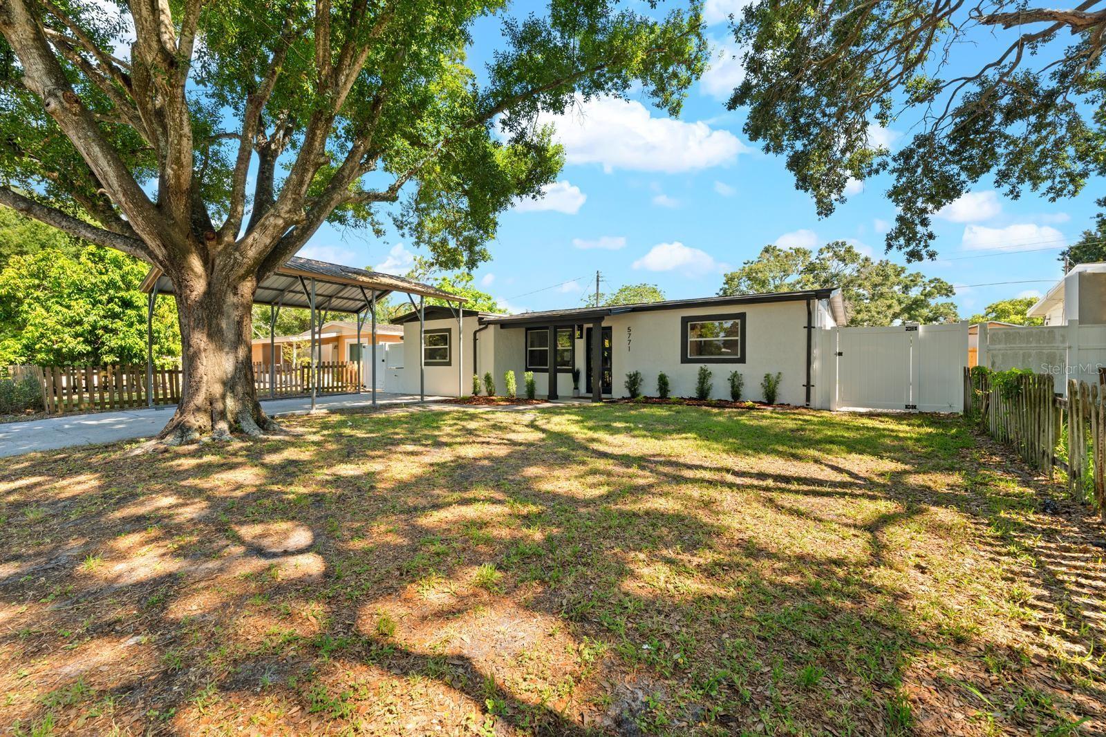 Fully renovated 3 bed, 2 bath pool home — 1,150 sq ft — with extensive upgrades throughout. New roof, HVAC (2023), new water heater, PVC plumbing throughout, complete rewire, new luxury vinyl plank flooring and trim, remodeled kitchen and baths, new interior/exterior doors, laundry closet, refreshed landscaping, new PVC fencing, and resurfaced pool. Primary suite with private bath; two additional bedrooms share the guest bath. Conveniently located in the heart of Pinellas County with easy access to beaches, shopping, dining, major roadways, England Brothers Park, Pinellas Park Performing Arts Center, Barbara Ponce Public Library, City Hall, and Post Office. Move-in ready!!!