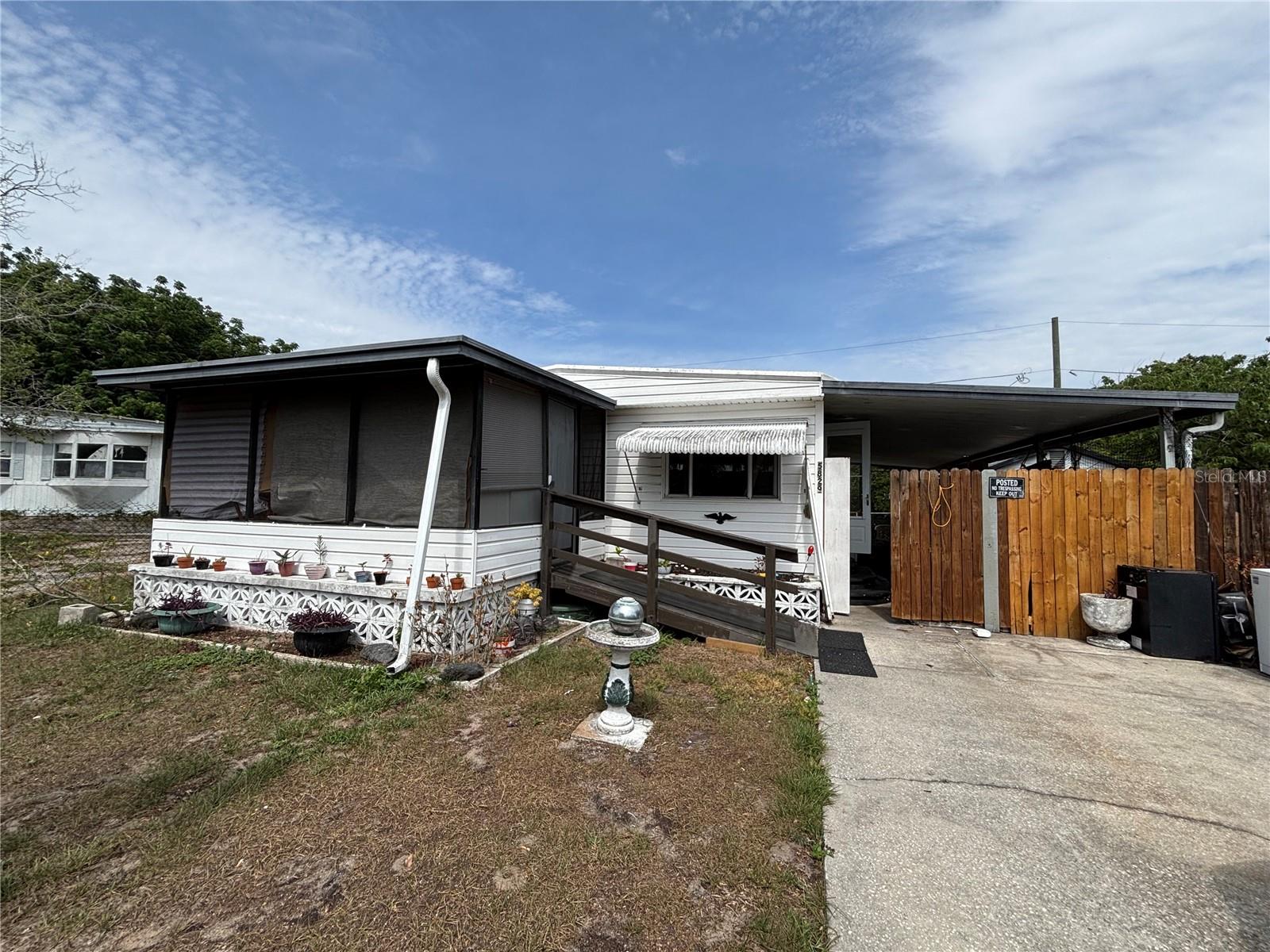 SOLD AS IS!! NO HOA AND YOU OWN THE LAND!! This is a CASH ONLY SALE!! 2 bed, 2 bath. Roof seems to be original. HVAC 2014. Water Heater 2021. Located in a community that has NO HOA!! Property has no rear neighbors. Subflooring solid throughout but some weak spots noticeable in the Primary Bedroom.  Plenty of space between both of your neighbors. Property is fenced in. NO FLOOD ZONE.