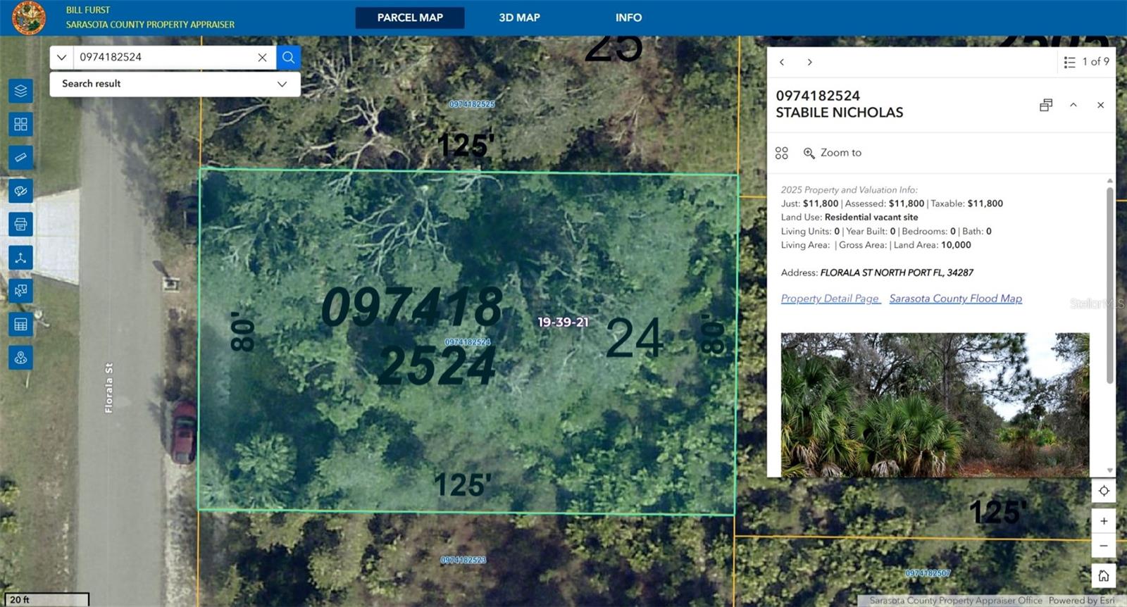LOT 24 BLK 1825 37th Add to Port Charlotte     (Florala St Lot 24, North Port, FL 34287)
Now is the time to build your dream home or invest in your future! 
This 0.23-acre residential zoned lot (80 ft x 125 ft), available on Florala St in North Port, FL (MLS # G5109740), listed for $20,000 as of March 2026.  This lot is in NON-FLOOD Zone (X), NO HOA, NO CDDs, NO Deed Restrictions, with Electric nearby. 
As you drive through the neighborhood you will see new beautiful construction homes! Florala Street borders the 7,335-acre Deer Prairie Creek Preserve, and close to Warm Mineral Springs. 
Enjoy true Florida living; Hiking, biking, swimming, boating, fishing, bird watching, and more. 
Don't let this rare opportunity pass you by!!