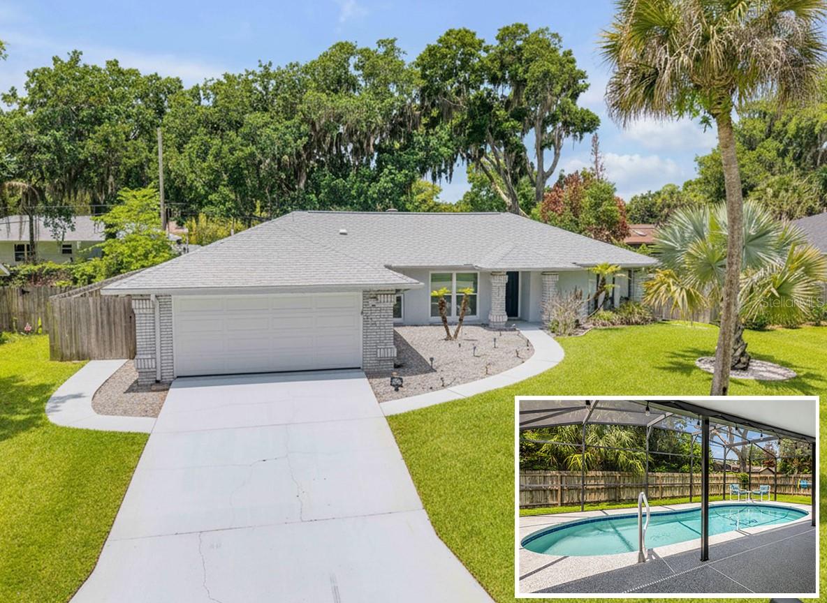 Laid-back living comes naturally here! This move-in ready home offers a private heated saltwater pool and no HOA restrictions.
This 3-bedroom, 2-bath Florida Shores home features a split floor plan and an open, inviting living area that flows seamlessly into the dining space—perfect for entertaining family and friends. The kitchen is functional and well-maintained, offering ample storage, stainless steel appliances, and a four-seat breakfast bar for casual dining. The spacious primary suite includes a beautifully updated en-suite bath with dual sinks and a tiled walk-in shower. The secondary bedrooms are generously sized with ample closet space. The light and airy living room features high ceilings and sliding glass doors that open to the screened pool enclosure, overlooking the pristine heated saltwater pool. The covered patio provides a comfortable shaded space for outdoor dining and relaxing, while the pool deck offers plenty of room for sunbathing and entertaining. Bring your boat and RV—there’s no HOA and plenty of flexibility. The property is fully fenced for pets and privacy and sits in a high-and-dry location with no history of flooding. This home has been meticulously maintained with notable upgrades including an epoxy garage floor, non-slip epoxy pool deck, Rain Bird irrigation system, and a UV air purification system.Major improvements include a roof (2023), AC system (2021), water heater (2024), and pool (2018). Conveniently located just minutes from Canal Street, Flagler Avenue, and the beach, with quick access to I-95, this home offers both lifestyle and location. You may never want to leave—schedule your showing today!