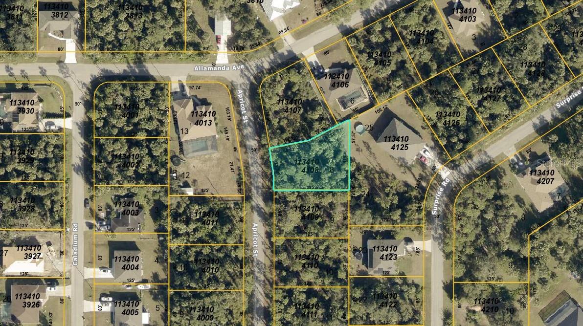 BUILD YOUR DREAM HOME IN A PEACEFUL, PRIVATE SETTING IN NORTH PORT! This residential lot located off Apricot St offers a fantastic opportunity to create your ideal Florida lifestyle in a QUIET, GROWING NEIGHBORHOOD. Surrounded by NATURAL TREE COVERAGE, this property provides added PRIVACY and a serene backdrop—perfect for those looking to enjoy a more tranquil environment while still being close to everything.

Whether you're planning to build now or invest for the future, this lot offers flexibility and potential. North Port continues to grow rapidly, making this an excellent opportunity to secure your piece of Southwest Florida. Enjoy convenient access to nearby shopping, dining, schools, parks, and just a short drive to beautiful Gulf Coast beaches, boating, and outdoor recreation.

If you’re looking for a peaceful homesite with room to create your own private retreat, this lot checks all the boxes. Don’t miss your chance to own land in one of Southwest Florida’s most up-and-coming areas!