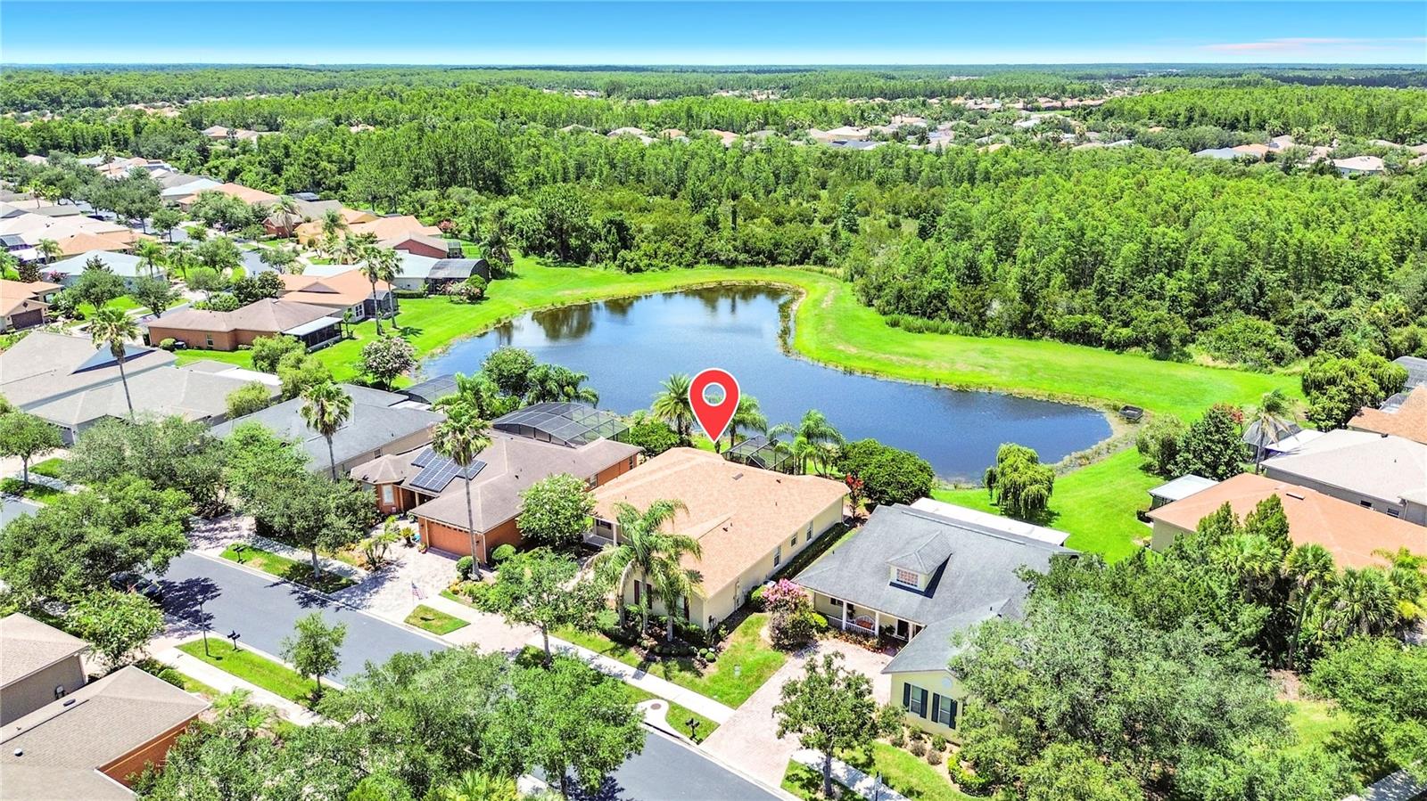 Great MOZART model with POND & CONSERVATION VIEWS in the Flora Vista subdivision of Solivita. ROOF 2023. HVAC new in 2012.**See the FULL LENGTH VIDEO on Tour Link 1.** FURNITURE for sale outside of contract.  UPGRADES INCLUDE: Beautiful SCREENED & EXTENDED LANAI overlooking the POND with two outdoor PATIOS to the left and right of the screened lanai, 8' doors, 5.5" BASEBOARDS & CROWN MOLDING THROUGHOUT. NIGHT LANDSCAPE LIGHTING around home updated in 2026. 18" TILE ON THE DIAGONAL in all main living areas. Carpet in both bedrooms and den. LEADED GLASS Front door & side panel inserts. Kitchen features Corian counters with LOTS of COUNTER SPACE, 42" upper cabinets with Crown Molding, PULL-OUT drawers in lower cabinets.  French Door Refrigerator.  Closet Pantry. Dinette/Breakfast Nook and RECESSED lights. Primary Bedroom has BAY WINDOWS, a WALK IN closet & a second closet. The primary bathroom features Corian counters, DUAL sinks, a WALK IN SHOWER, a separate tub and a linen closet. DEN has two BUILT IN DESKS with overhead cabinets. Living Room has RECESSED LIGHTS. The Florida Room features built-in ceiling mounted speakers. Living Room & Florida Room FACE THE POND which offer stunning views!  Laundry Room has built-in cabinets and large pantry type closet. Living Room & Kitchen have ACCORDIAN blinds leading out to the lanai. Florida Room has upgraded blinds in windows & slider.  Garage has recessed lights and the floor is painted with EPOXY. ***Solivita is an active adult 55+ community located in Kissimmee, Florida. It is approximately 50 minutes from Disney World & the Orlando International Airport. Solivita has a total of 5,470 homes. Approximately 10,000 - 11,000 people live in Solivita during the winter while approximately 7,500 live in Solivita during the summer. Enjoy your active years in this piece of paradise. Solivita's amenities include: - a manicured SOFTBALL diamond & field - 36 holes of CHAMPIONSHIP GOLF that can be played by joining the Stonegate Golf Club or paying as you go - 2 STATE of the Art AMENITY centers with updated exercise equipment, yoga studio & meeting rooms - 3 restaurants - 14 HEATED POOLS - 17 PICKLEBALL courts - 9 TENNIS courts - 4 BOCCE BALL courts - 4 SHUFFLEBOARD courts - 3 HORSESHOE pits - a BILLIARDS room - miles of bike paths - 2 DOG PARKS (Small & Large Dogs) - Corn Hole - Tot Lot PLAYGROUND - COMMUNITY GARDEN - over 250 resident clubs. The HOA: - maintains the LANDSCAPING & IRRIGATION systems in the common areas as well as at individual homesites - maintains the roads throughout the community - PROVIDES SECURITY with gate guards and mobile patrols including the Polk County Sheriff - allows AUTOMATED GATE ACCESS for residents via license plate readers - provides residents with Fiber Optic Internet & TV service.***Poinciana Lakes Plaza is a MAJOR NEW SHOPPING CENTER that opened directly across from the Solivita Main Gate in Summer of 2024. It features Sprouts Grocery, TJ MAXX, Ross, Burlington, Rack Room Shoes, 5 Below, Ulta, Outback, First Watch, 5 Guys, Urgent Care, Dentist, TD Bank, Petco & Hair Cuttery PLUS MORE TO COME.***