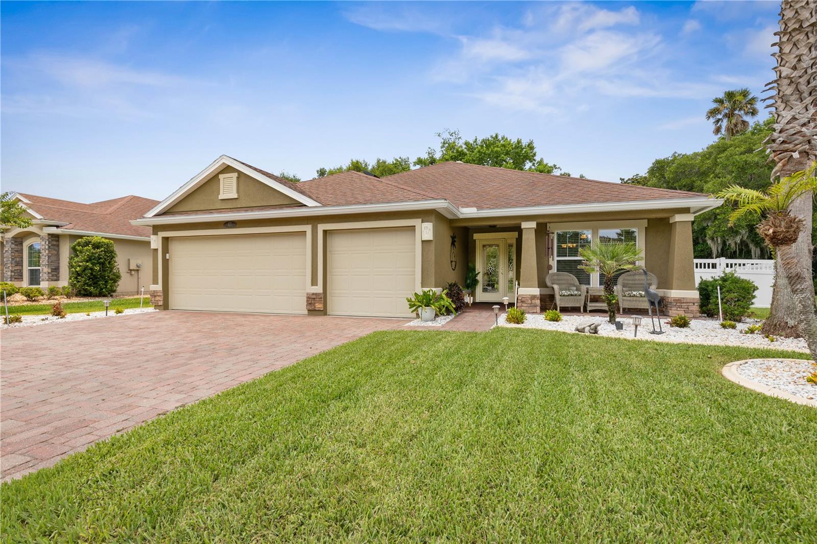 Welcome to this beautifully maintained 4-bedroom, 2-bath home offering 2,212 living square feet in the highly desirable Hidden Lakes community of Palm Coast. Situated on a large lot with a private preserve backdrop, this home shows beautifully inside and out and is loaded with upgrades throughout. The spacious Augustine floor plan features formal living and dining rooms, a comfortable family room with fireplace, breakfast dining area, and a gourmet kitchen complete with abundant cabinetry, quality appliances, and plenty of workspace for entertaining. Ceramic tile flooring enhances the main living areas, while the thoughtful layout provides both functionality and comfort.
Enjoy peace of mind with a whole-house water filtration system, 4 Sun Tunnel Skylights gives you natural light, Tray ceilings, Crown moldings, recently painted exterior, paver driveway, Fenced yard and numerous additional upgrades. One of the most desirable features of this home is the thoughtful layout that offers two separate living spaces for today’s lifestyle. Enjoy family movie nights and gatherings in the large rear family room, while the front living room area which at the same time provides a quiet retreat perfect for reading, conversation, working remotely, or relaxing away from the television. The oversized screened lanai overlooks a mature preserve setting, creating a private outdoor retreat perfect for relaxing or entertaining guests. Hidden Lakes offers a resort-style community pool, underground utilities, sidewalks, walking trails, and beautifully maintained common areas. Low HOA fees and No CDD fees make this one of Palm Coast’s most desirable neighborhoods. Conveniently located near shopping, restaurants, medical facilities, golf courses, parks, and just a short drive to Flagler Beach. Move-in ready and meticulously cared for, this exceptional home is a must-see.
Hidden Lakes • Low HOA • No CDD • Preserve Lot • Large Screened Lanai • 4 Bedrooms • 2 Baths 3 Car garage • 2,212 Living SqFt • Large Lot. Schedule your private showing today!