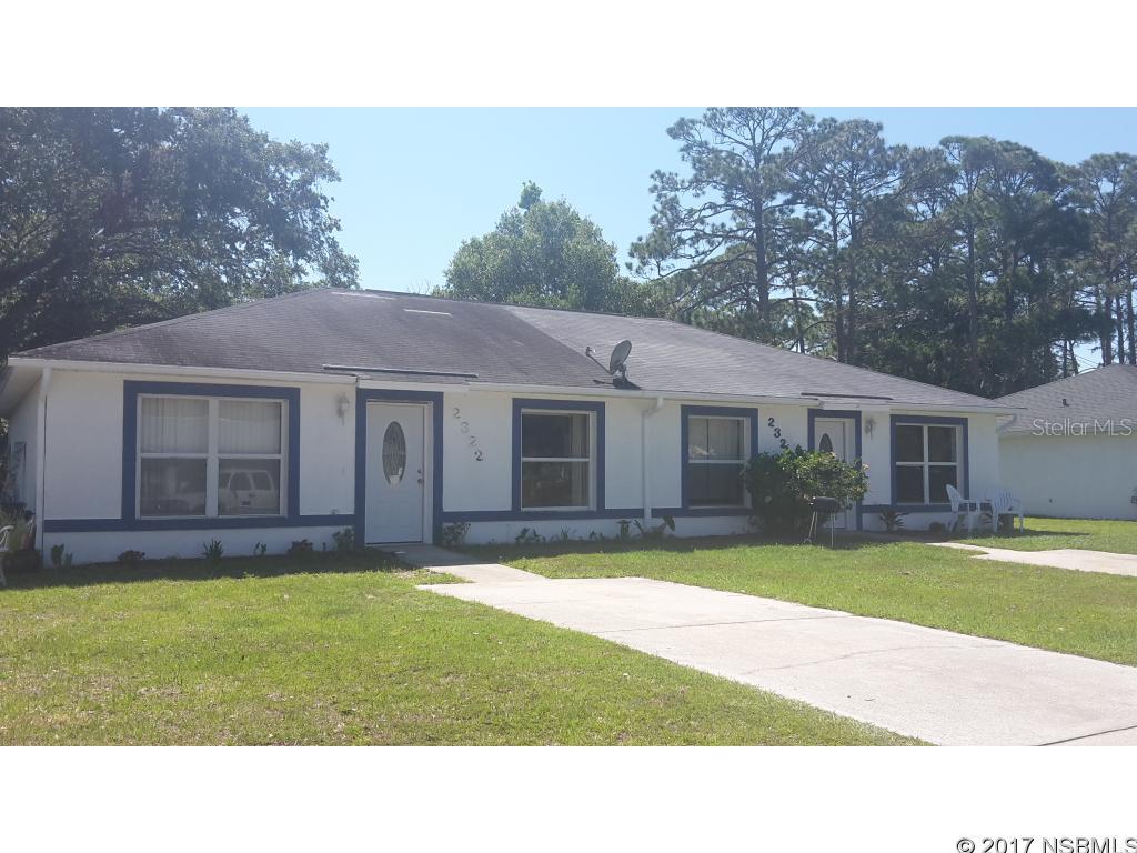 Attractive side by side duplex. 1996  cement block with stucco construction.New roof in 2018.  Both units are rented but not on leases. One tenant has been there for 7 years. Each side is $850 per month Attractive interior layout with vaulted ceilings, large bath and very large laundry room. Also there are roofed over patios and partially fenced back yards.