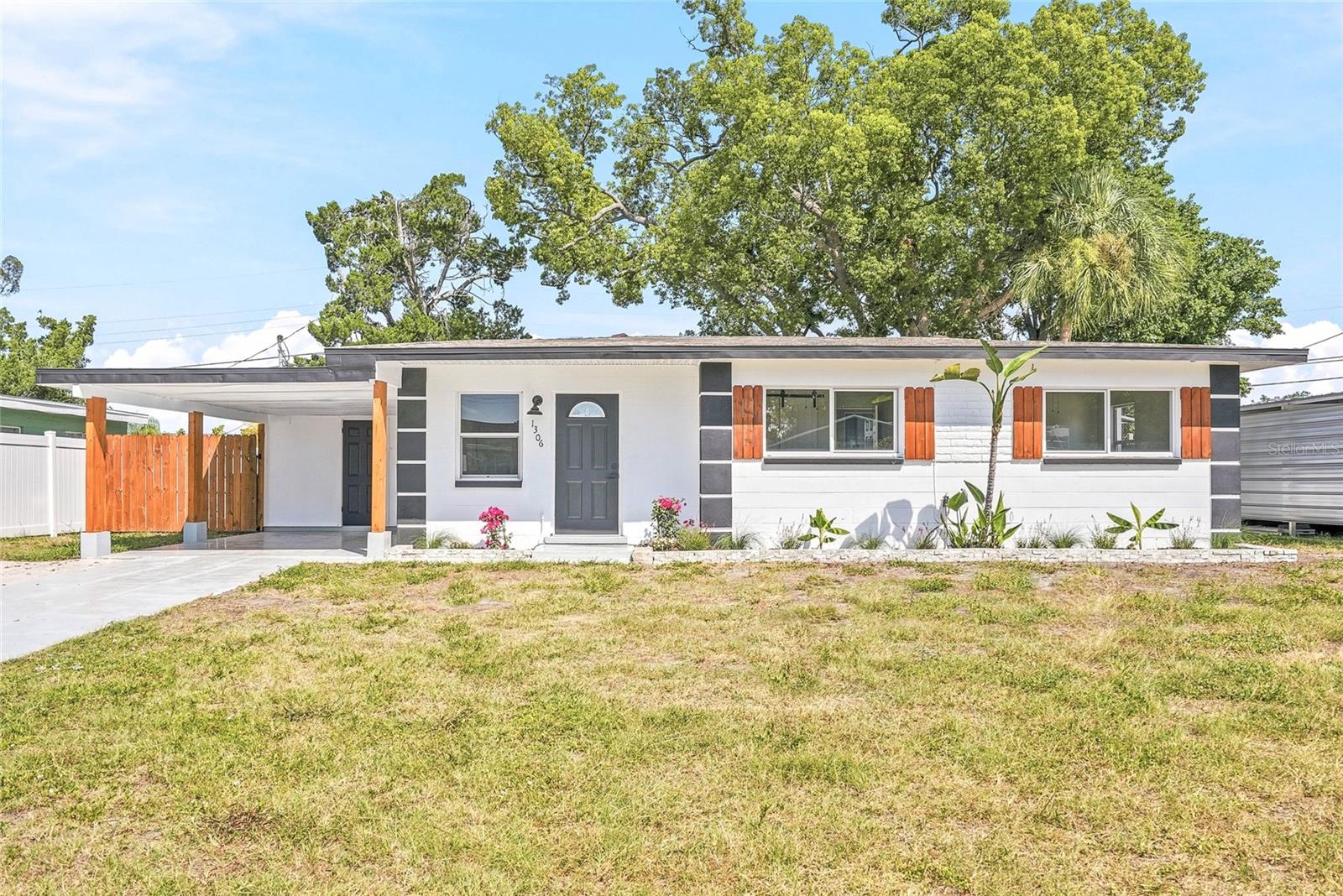 Welcome to this charming, move-in ready 3 bedroom, 1 bathroom block home that's full of character and thoughtful updates. From the moment you arrive, you'll appreciate the inviting curb appeal featuring classic wooden shutters, a convenient 1 car carport, and a welcoming exterior that feels like home.

Inside, an open floor plan creates a bright and comfortable living space, complemented by durable luxury vinyl plank flooring throughout the main living areas. The beautifully remodeled kitchen offers quartz countertops, a convenient island for extra prep space, and all new appliances, making it both stylish and functional for everyday living. The updated bathroom continues the home's fresh, modern feel, while major improvements, including a 2023 A/C and a brand-new 2025 water heater, provide added peace of mind. French doors just off the kitchen lead to a versatile Florida room, offering the perfect space for a home office, playroom, dining area, or additional living room. From there, step out onto the spacious screened-in back porch, creating a wonderful transition to the fully fenced backyard. Complete with a beautiful mature shade tree and plenty of room to enjoy the outdoors, the backyard offers the perfect setting for relaxing, entertaining, or letting pets and little ones play.

Conveniently located in Bradenton, this home offers easy access to shopping, dining, parks, and everyday conveniences, while also being just a short drive from downtown Bradenton, Sarasota, and the beautiful Gulf Coast beaches. Whether you're looking for a primary residence, a seasonal getaway, or an investment opportunity, this home is ready to welcome its next owner.