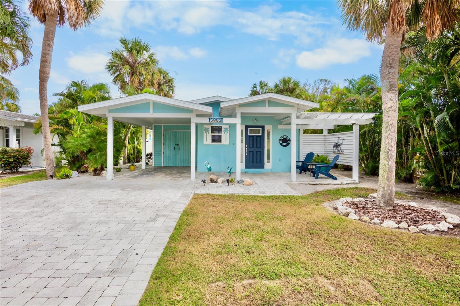 Smart Buyers: This Price Improvement Is For You. Weekly rental! Exceptional Investment Steps from Holmes Beach. Welcome to Blue Oasis, a fully renovated ground-level retreat just steps from Holmes Beach and the turquoise waters of the Gulf of Mexico. This stunning 2-bedroom, 2-bath home combines modern luxury with island charm. Featuring a versatile den with a pocket door for added privacy, it’s perfect for a home office or guest space. The den includes a stylish daybed with trundle, offering extra sleeping accommodations without sacrificing comfort or design. Every detail has been thoughtfully upgraded, including a new roof (Summer 2025), freshly finished walls, baseboards, doors, and paint throughout, plus custom closet organizers for added functionality. The kitchen and both bathrooms feature all-new soft-close cabinetry and fixtures, complemented by brand-new appliances—dishwasher, refrigerator, gas range/oven, and washer. Comfort is ensured with a new A/C (November 2024-mounted up from the ground), while the new pool pump with Pentair automation adds convenience and efficiency. The master bath boasts a completely redesigned shower with new tile and hardware, and the entire home is furnished with all-new furniture and décor, from beds, mattresses, and nightstands to a stylish sofa, chairs, dining set, and coastal accents. Outdoors, enjoy new patio furniture, umbrellas, lighting, and a perfect sized pool with optional spa jets plus a shed stocked with new beach chairs and a beach cart. Rinse off in the outdoor shower offering both hot and cold water. Additional upgrades include new TVs in every room, palm tree shutters, creating a turnkey property that’s ready to impress. With its prime location just a four-minute walk to the beach, easy access to shops and dining, and exceptional rental performance, Blue Oasis delivers a fantastic ROI and lifestyle appeal—perfect as a short-term rental, second home, or long-term investment in one of Florida’s most sought-after coastal markets. Make your move on this turnkey coastal gem today!