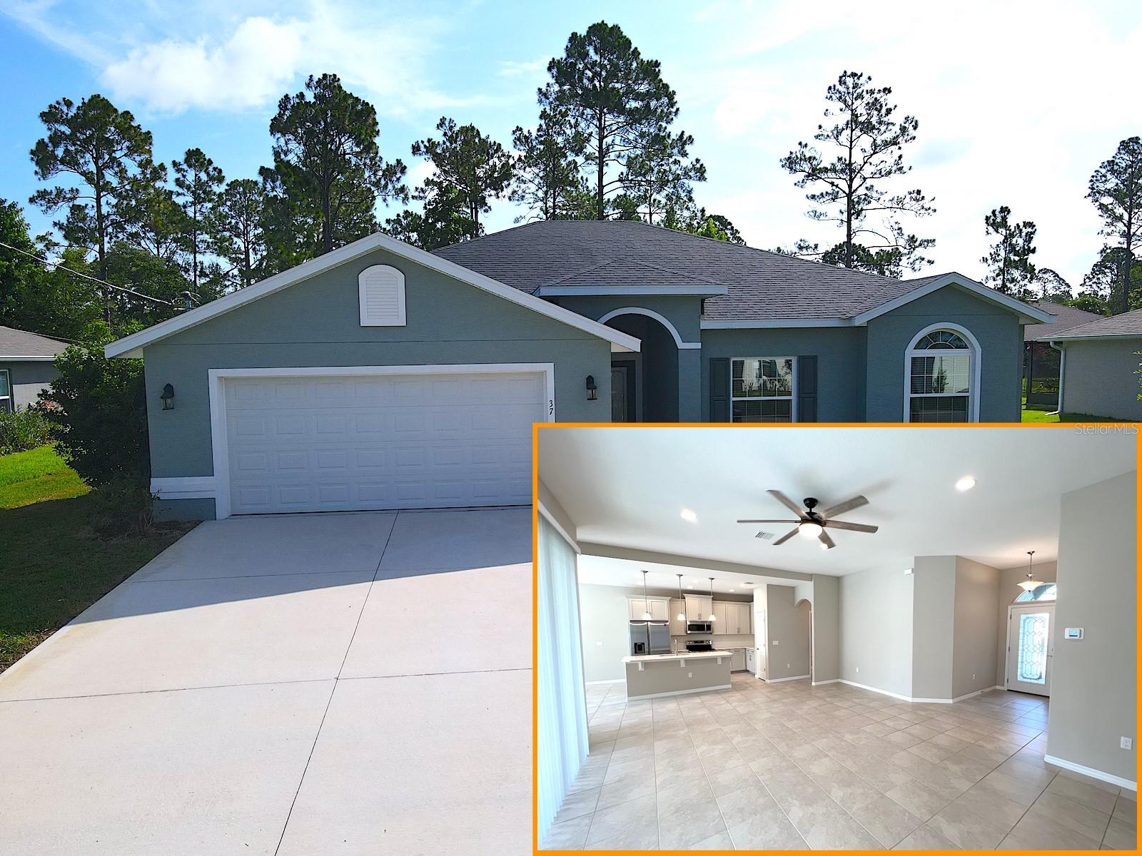 Spacious 3 Bedroom 2 Bath home with Fully Fenced Yard for Rent in Palm Coast! This beautiful rental home is Sea Gate Builders Captiva II model, built in 2021. The house offers an open floor plan with flush kitchen island top that overlooks the spacious great room and large covered lanai. The kitchen includes stainless steel appliances, 42 inch cabinets with increased depth highlighted by crown molding and staggered installation and a beautiful bay window. Upgrades also include luxurious ceramic tile in the main areas, LVP in the bedrooms, quartz counter tops and private owners suite with sizable walk in closet and raised vanity accented by upgraded cabinets. Exit the huge living area sliding door to the screened lanai, which opens to your own fully fenced yard. Centrally situated this rental is close to shopping, entertainment, schools, parks, the town center and all that Palm Coast offers. Easy access to the main roadways provides for an easy drive to Flagler Beach and a speedy commute to both Daytona Beach or Jacksonville via the I95. Apply today! LBTR#13922