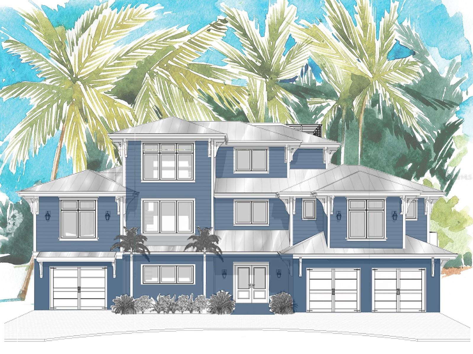 Experience exceptional waterfront living in this brand new canal front residence offering 5 bedrooms, 5½ baths, plus a den. Thoughtfully designed with custom wood trim, rich wood flooring, and elegant stone countertops throughout, this home blends refined craftsmanship with modern luxury.Enjoy 100 feet of canal frontage with direct canal access, perfect for boating and water enthusiasts. A private elevator services all levels. There is also a breathtaking rooftop deck with panoramic water and sunset views—ideal for entertaining or unwinding.The outdoor living spaces rival a private resort, featuring custom tropical landscaping, a designer pool and spa, and seamless indoor-outdoor flow. A spacious 5-car garage offers abundant room for vehicles, storage, and recreational gear.