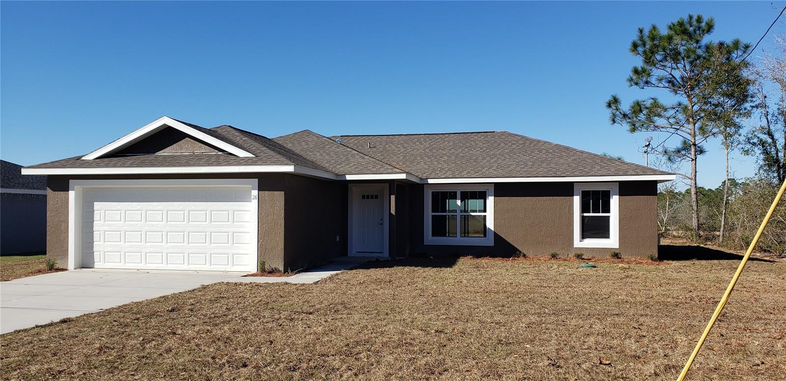 2022 CONSTRUCTION, 3 bedroom , 2 baths ,2 car garage, Home for rent! located in Silver Springs Shores, this open floor plan features wood look vinyl plank flooring throughout the home, the kitchen comes with granite counters, and comes with stainless steel appliances including, refrigerator, glass top stove/oven, dishwasher, microwave oven, and a garbage disposal, fans in a;; the bedrooms, living room, also includes an outdoor covered lanai, NO PETS, NO SMOKING, property is on a well, NO water bill