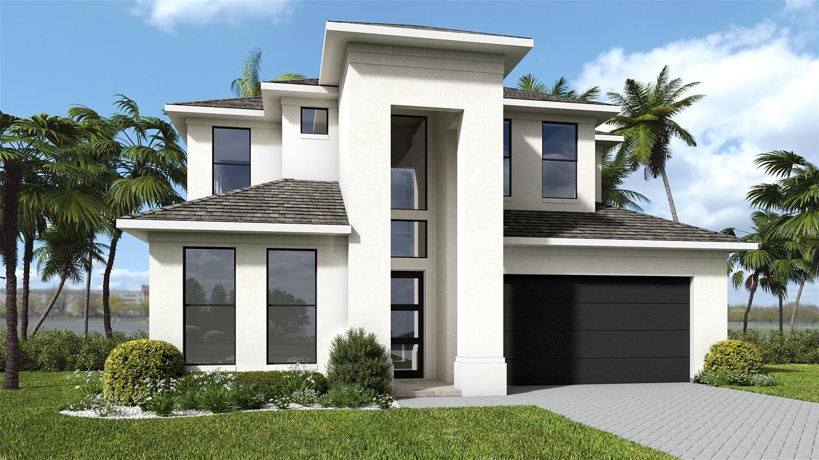 Under Construction. Front porch opens into a two-story entryway that is embraced by French doors that welcome you into the secluded home office. Past the staircase you enter the kitchen space which features an island with built-in seating, a 5-burner gas cooktop, and an oversized walk-in pantry. The dining area connects the space to the family room. Sliding glass doors that overlook the backyard covered lanai and extended ceilings complete the family room. The primary bedrooms boasts three large windows. Double doors lead into the primary bathroom which features dual vanities, a freestanding tub, glass enclosed shower, and large walk-in closet. A secluded guest suite with a full bathroom is located across the dining area. Upstairs you are greeted by a large game room overlooking the first floor. Two secondary bedrooms and a full bathroom complete the second level. Ample storage space throughout the home along with a conveniently located laundry room off the drop zone. Two-car garage.
