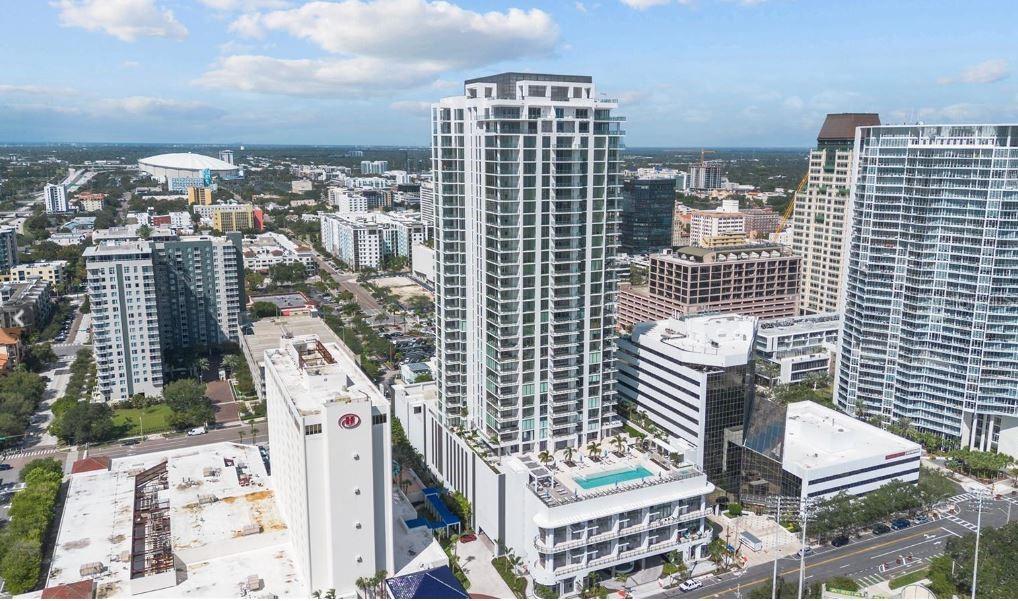 One or more photo(s) was virtually staged. PRE CONSTRUCTION PRICE! Panoramic waterfront views from Tampa to St. Pete Beach Don Cesar. LUXURIOUS RESIDENCE ON THE 28TH FLOOR, AT THE NEWEST CONDOMINIUM OVERLOOKING WATERVIEWS OF TAMPA BAY TO THE SKYWAY TO THE GULF OF MEXICO. FEATURING 10' CEILINGS, SPACIOUS MASTER BEDROOM WITH 2 LARGE WALK IN CLOSETS, AND 2 EN SUITE BEDROOMS, AND 2 PARKINGS SPACES SIDE BY SIDE, NEXT TO THE ELEVATOR. GRAND IN EVERY WAY ON THIS CORNER UNIT. ELECTRICAL UPGRADES. FLOOR TO CEILING GLASS WINDOWS, EXPANSIVE TERRACE, RESORT STYLE AMENITIES ON THE 7TH FLOOR WITH CABANAS AND LOUNGING AREAS BY THE SWIMMING POOL. OUTDOOR COOK AREA, TOP OF THE LINE FITNESS CENTER. 24/7 FRONT DESK CONCIERGE AND VALET SERVICE FOR RESIDENTS. An additional bonus room with full guest bath. Top of the line kitchen with Jenn Air appliances. Electrical option added for power window treatments. Desired unobstructed panoramic southern views. Sunrise to sunset.