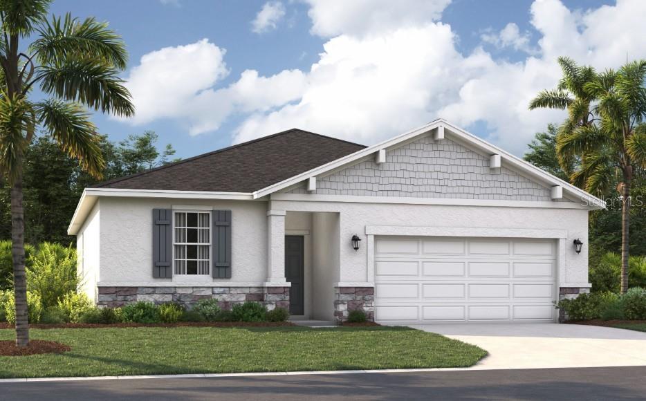 One or more photo(s) has been virtually staged. Under Construction. Avalon Park Tavares is a quaint live-work-play community featuring tree-lined streets, waterways, and the charm of a small-town lifestyle. Stanley Martin Homes offers affordable living and modern design, combining comfort and style with the timeless appeal of this unique neighborhood. As part of this 155-acre community, homeowners will enjoy commercial and recreational spaces focused on the health and well-being of its residents. Nestled in the serene landscape of Lake Hermosa, Avalon Park Tavares combines a lifestyle where homeowners feel connected to their neighbors and involved in their community. Market Street will be the center of it all, where shopping, dining, and recreational options will abound. Not limited to Market Street, Avalon Park Tavares will offer acres of parks, walking trails, lakes, and more.
The Portland is the perfect floorplan to take advantage of the Florida lifestyle. In this home guests are greeted by a covered entryway that leads into a spacious main level living area. No matter where you are in this space, the open floorplan is a great place for entertaining family and friends. The kitchen island, allows for natural movement through the main level, keeping the kitchen as the focal point of the home. Two spacious bedrooms share a hall bath on the main level, and the real showcase of this home is the primary suite which offers the utmost luxury and privacy. You have everything you need with dual vanities, a large walk-in closet, and standing shower. This home is an oasis for those looking for a new construction home, built for the way you live! *Photos are from a similar home.