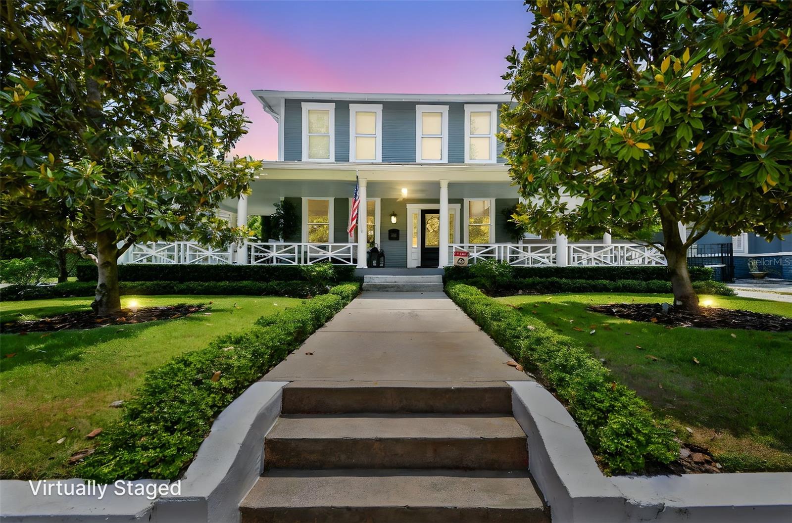 This beautifully restored Hyde Park home blends vintage charm with modern luxury and outstanding curb appeal.  Highlights include original hardwood floors, a marble see-through fireplace, a 100-bottle wine cooler, a fenced rear yard with a heated pool and spacious pool deck. and a unique rooftop widow’s walk.  The main residence features three bedrooms, two and a half bathrooms, and a great room with a fully updated kitchen.  High-end finishes include wood shaker cabinetry, quartz countertops, and premium Subzero and Wolf appliances.  Additional outdoor spaces include a wrap-around front porch and a full-width rear balcony.  The primary suite measures 15' x 18' and offers a flexible layout, along with an ensuite bath featuring marble floors, a double-sink vanity, a large shower, and a generous walk-in closet with a fold-down ironing board.  Its private balcony connects to the guest wing and provides access to the pool deck via exterior stairs.  The guest wing adds versatility.  The first floor, currently used as a gym, includes a closet and full bath, making it suitable as an additional bedroom.  Upstairs, the office is filled with natural light from three sides and includes a full bath and laundry area, allowing it to serve as another bedroom if desired.  A circular staircase leads from this space to the home’s distinctive 9'2" x 14'9" rooftop widow’s walk, ideal for enjoying views and the breezes from Tampa Bay.  MUCH MORE INFO is attached – ask your agent for copies, especially the FEATURES LIST.  Click both Tour 1 icon and Tour icon 2 above for the VIDEOS.