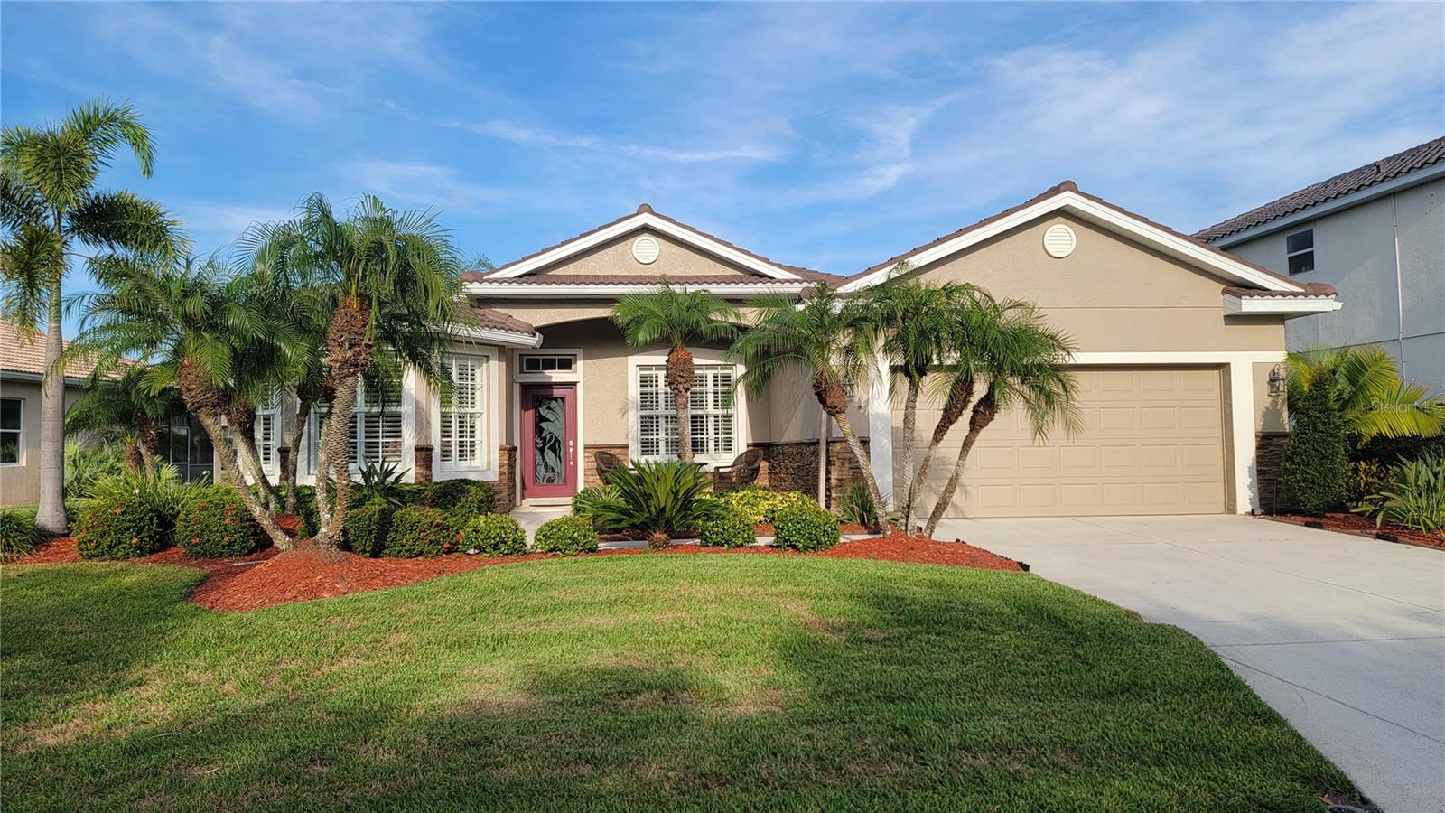 Absolutely immaculate 3Br/2Ba with a den and sparkling pool. Enjoy beautiful lake and golfcourse views. Recent updates to this great home include a brand new tile roof 2026, exterior recently painted, A/C 2020, pool resurfaced 2021, pool cage rescreened 2023. Located on a premium lot with no neighbors accross the street from you. Enjoy country club living at its best in this gated golf community. 18 holes of golf with no mandatory golf fees, a clubhouse with restaurant and lounge, an active rec center with community pool, fitness center, pickleball, tennis, basketball, volleyball, bocce ball, cornhole, dog park, playground, picnic area and more! Super convenient to shopping, restaurants and I-75!