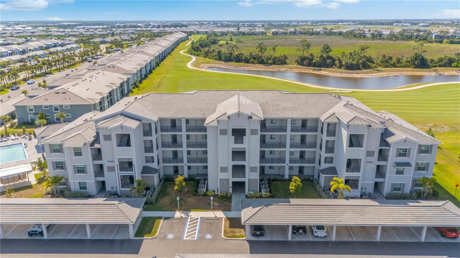 Welcome to 17565 Opal Sand Drive in the highly sought-after Wellen Park Golf & Country Club, where luxury resort-style living meets championship golf. This beautifully designed newer construction never lived in condo offers the ultimate Florida lifestyle with a coveted deeded golf membership included, giving you access to the community’s premier 18-hole course and world-class amenities.
Enjoy stunning golf course and sunset views from your private screened lanai while embracing the relaxed elegance of Southwest Florida living. The open-concept floor plan is filled with natural light and features contemporary finishes, quartz countertops, stainless steel appliances, spacious bedrooms, and a seamless indoor-outdoor flow perfect for entertaining or unwinding after a day on the course.  This never lived in top floor end unit overlooks the entire 5th hole, from the Tee box to the Green and the pond to the nature preserve.
Residents enjoy access to resort-style pools, a tiki bar, fitness center, tennis, pickleball, bocce ball, spa services, and an active social lifestyle within this gated golf community. Ideally located just minutes from Downtown Wellen, CoolToday Park, shopping, dining, entertainment, and the Gulf beaches, this property offers the perfect blend of recreation, convenience, and luxury living.
Whether you are searching for a full-time residence, seasonal retreat, or investment opportunity, this exceptional golf-included property delivers the lifestyle buyers are lookin for in one of Florida's fastest growing communities. The condo comes with deeded golf membership.
The condo is next to the satilate pool and has it own 10X10 private storage room.