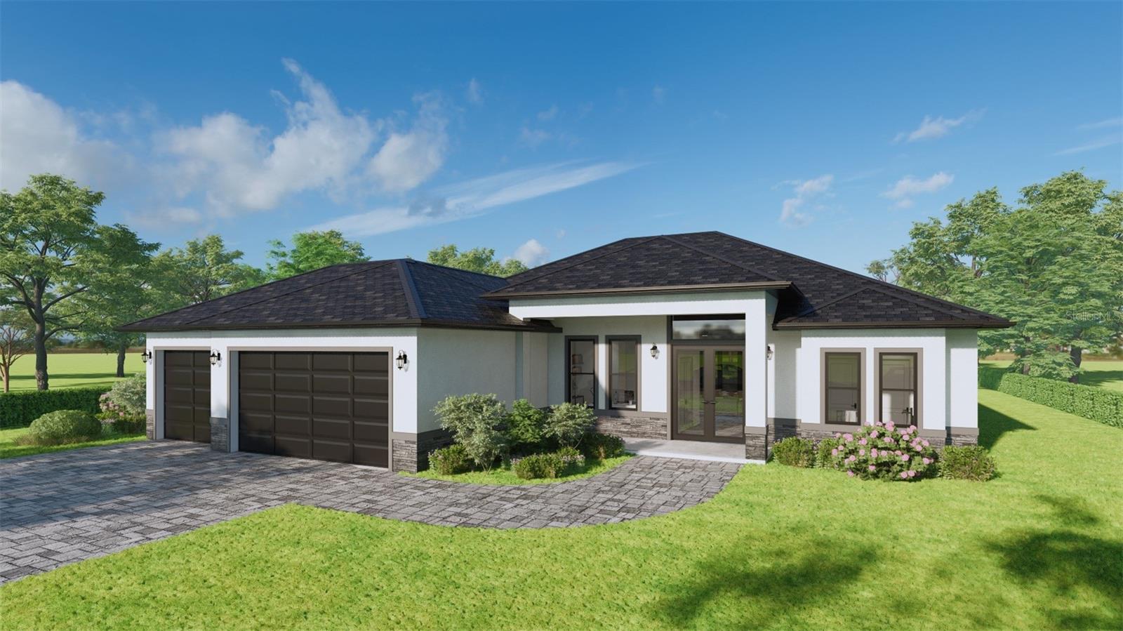 One or more photo(s) has been virtually staged. Under Construction. A stunning brand new construction home nestled in the highly sought after Pine Valley community of Rotonda West, one of Southwest Florida's most beloved golf communities. This spacious single family home offers 3 bedrooms, 2 and a half bathrooms, and an impressive 3,290 total square feet of thoughtfully designed living space, giving you all the room you need to live, entertain, and unwind in true Florida style.

From the moment you arrive, you will be captivated by the commanding curb appeal of this beautifully crafted home, complete with a 2 door 3 car garage that offers both convenience and ample storage. Step inside and be greeted by gorgeous modern flooring that flows throughout the entire home. The heart of this home is the chef inspired kitchen, featuring a large center island, elegant stone countertops, and a spacious walk in pantry — perfect for cooking and entertaining. Every bathroom continues the luxury feel with matching stone countertops that add a refined, polished touch.

Step outside and discover your own private backyard paradise. A sparkling in ground pool connects seamlessly to a relaxing jacuzzi, all set against the peaceful backdrop of a freshwater canal directly behind the property. Whether you are hosting a sunset pool party or enjoying a quiet morning coffee with the water view, this outdoor living space is truly second to none.
Located in the Pine Valley section of Rotonda West, you will enjoy access to five championship golf courses with 99 holes, scenic walking and biking trails along the Pioneer Trail, tennis courts, community parks, and more. Gulf beaches, world class fishing, marinas, waterfront dining, and easy access to the Intracoastal Waterway are all just minutes away.

This is new construction at its finest. Do not wait — opportunities like this in Rotonda West do not last long. Schedule your private showing today and make this dream home yours before someone else does!