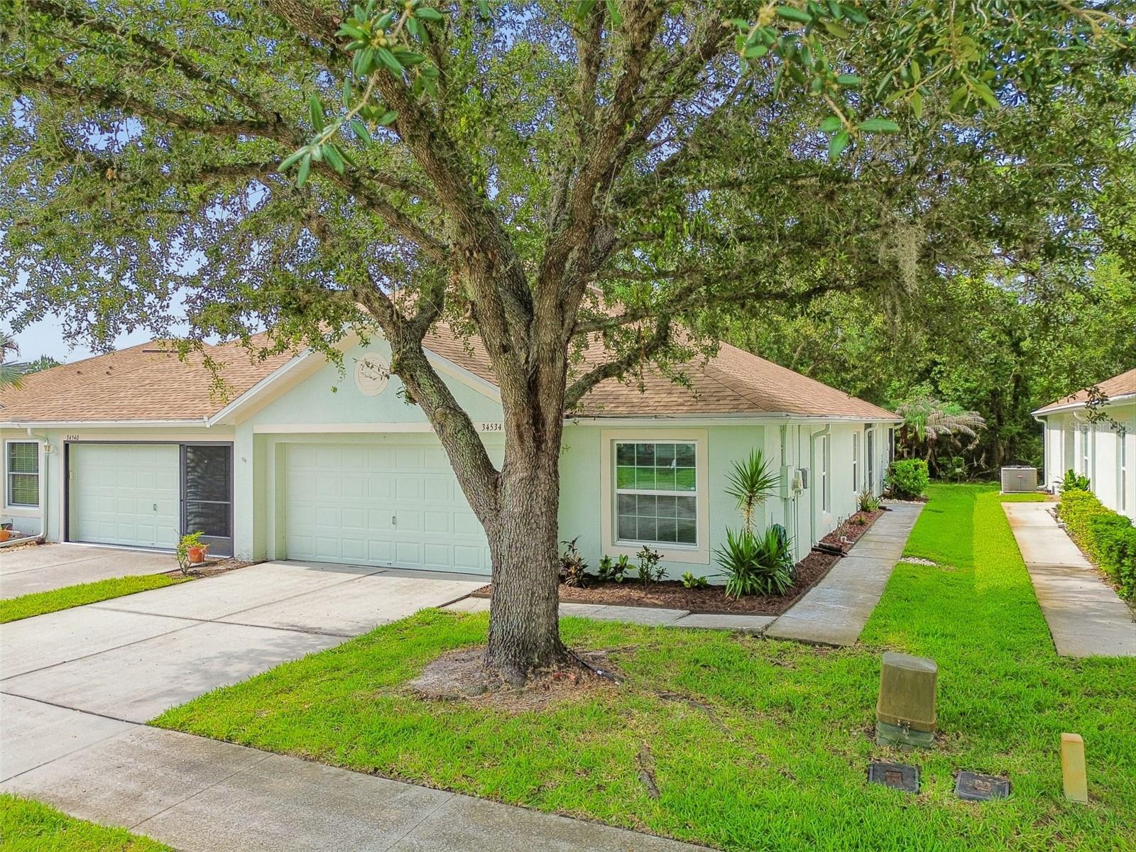 Virtually Staged. Welcome to the highly desirable Lake Bernadette Community! This beautifully maintained 3-bedroom, 2-bath villa offers 1,492 square feet of comfortable living space, a spacious 2-car garage, and serene conservation views with no rear neighbors, providing the privacy and tranquility you've been looking for.

Enjoy true low-maintenance living with HOA fees that include lawn care, exterior painting, roof replacement, trash removal, and reclaimed water for irrigation, allowing you more time to enjoy everything this wonderful community has to offer.

The thoughtfully designed floor plan features a spacious primary suite overlooking the conservation area, complete with two walk-in closets and a private en-suite bathroom. Two additional bedrooms offer flexibility for guests, a home office, or hobby space.

Residents enjoy resort-style amenities including swimming pools, playgrounds, tennis courts, and basketball courts surrounded by beautifully maintained grounds. If you enjoy golfing, The Links at Lake Bernadette offers a separate membership opportunity for residents and golf enthusiasts.

Conveniently located near shopping, restaurants, medical facilities, and everyday conveniences, this home offers the perfect combination of comfort, convenience, and the Florida lifestyle. Downtown Tampa is about 40 minutes away, the beaches and the Disney Parks are less than 1.5 hr away!

Don't miss this opportunity to own a piece of paradise in one of the area's most sought-after communities—schedule your private tour today! Easy to show!