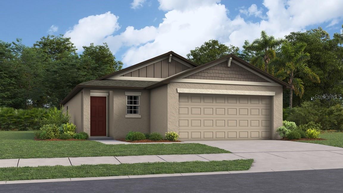 Under Construction. BRAND NEW HOME -
In this single-story home, the kitchen, dining room and family room cohesively flow together with a contemporary open floorplan. The adjacent owner’s suite offers a comfortable place to relax with a private bathroom and walk-in closet, while two additional bedrooms provide space for the rest of the family. Mirada is a masterplan community in San Antonio, FL, with townhomes and single-family homes now selling. All residents of Mirada will enjoy special benefits at the 15-acre Mirada Lagoon. The Lagoon is the largest in the nation and sits at the heart of Mirada, delivering a beach lifestyle with swimming, kayaking, paddleboarding and playing in the sand. The community is connected via multi-modal paths and nature trails for walking and biking in an area known for its bird watching and native flora and fauna. A kiddo’s playground and a dog park are the first parks in the community. Mirada is minutes from I-75, placing it a short drive from downtown Tampa. Interior photos are different from the actual model disclosed being built.