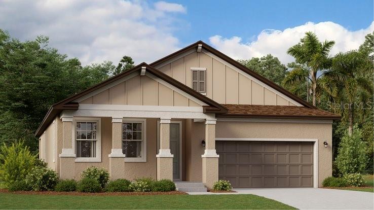 Under Construction. BRAND NEW HOME -
This spacious single-story home features both a storage space and multipurpose flex space for comfortable living. The stylish kitchen, family room and dining room cohesively flow into a serene patio for indoor-outdoor entertaining. The expansive owner’s suite with a spa-like private bathroom provides a serene retreat, while two additional bedrooms are ideal for overnight guests. Interior photos disclosed are different from the actual model being built. Welcome to Angeline, a new 6,200+ acre masterplan community in Land O' Lakes, FL, offering new single-family homes and villas exclusively for active adults 55+. Angeline Active Adult will include a future private multi-million-dollar resort-style amenity center with a pool, sports courts, and clubhouse. All residents of Angeline will enjoy exceptional amenities including a community farm, 3,600 acres of green space, up to 100-miles of trails for walking, jogging and biking, and a future recreational lagoon that will offer acres of clear, blue waters with endless beachfront activities. Angeline will also be home to the new state-of-the-art H. Lee Moffitt Cancer Center and Research Institute, Speros FL.